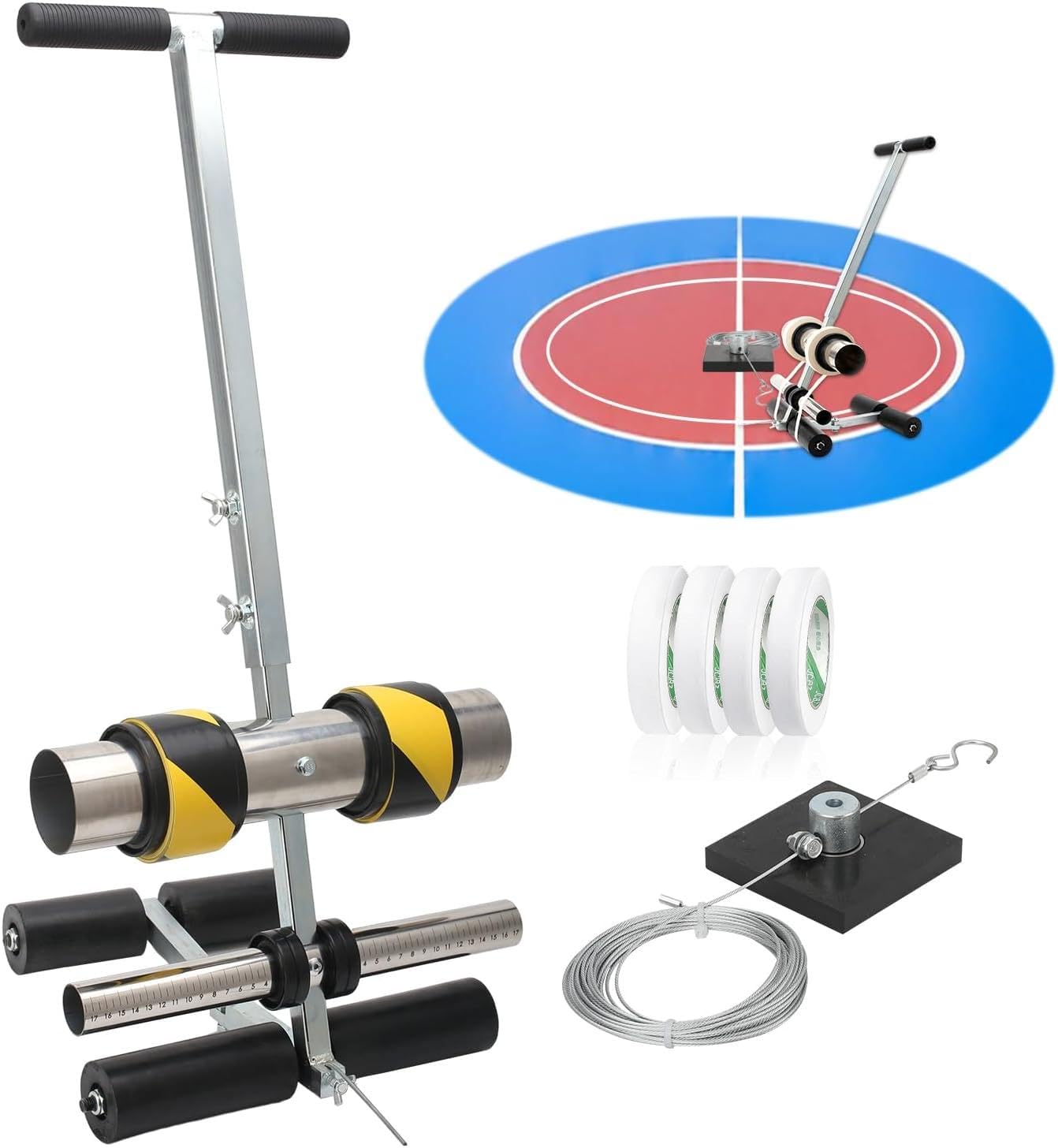 KKV Manual Floor Tape Applicator - Hand-Push Tape Marking Machine with Rubber Roller for Basketball Court, Driveway & Sports Field Lane Marking | Durable Floor Tape Dispenser for Gym, Warehouse & Parking Lot Line Marking