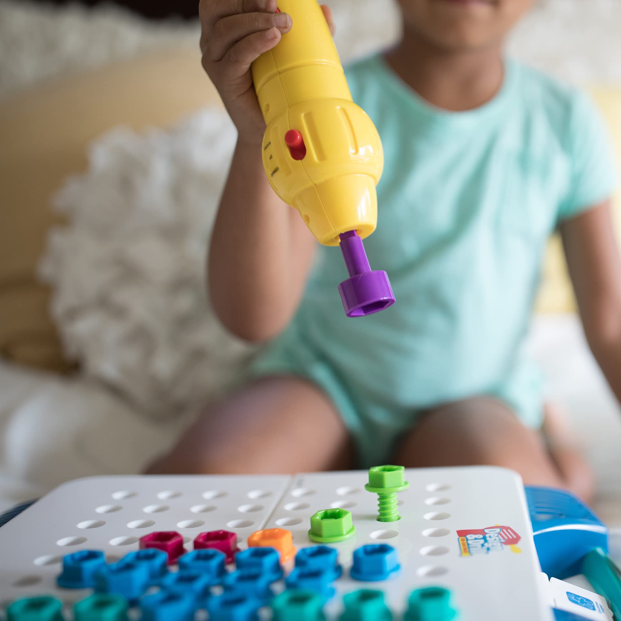 Educational Insights Design & Drill Take-Along Toolkit - 66 Piece Kids STEM Toy Set with Electric Drill, Construction Learning Activity for Boys & Girls Ages 3+ | Perfect for Preschool Classroom, Birthday Gifts & Early Engineering Skills Development