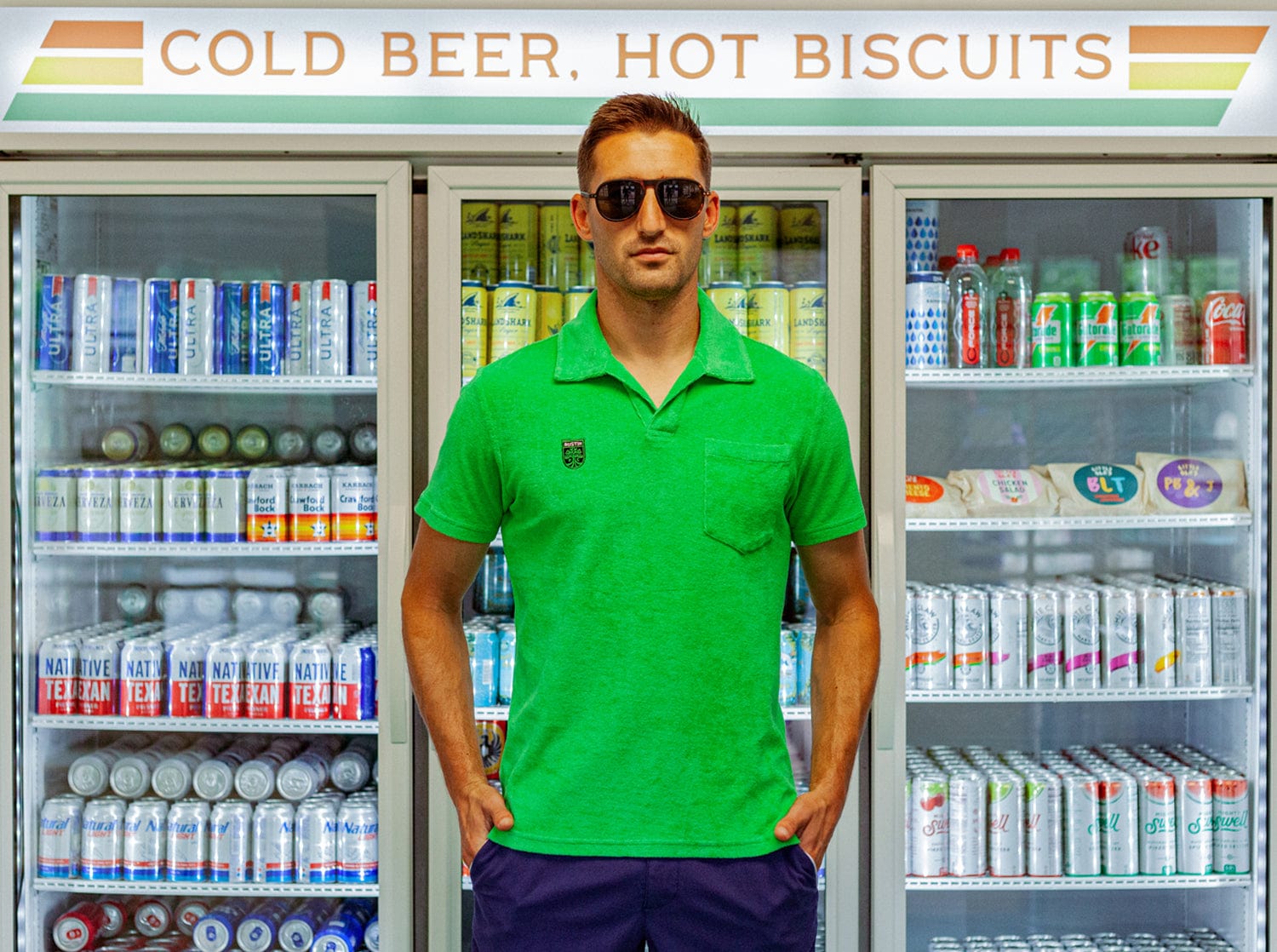 Austin FC Terry Cloth Polo Shirt with Embroidered Badge in Bright Verde - Perfect for Soccer Games & Casual Wear