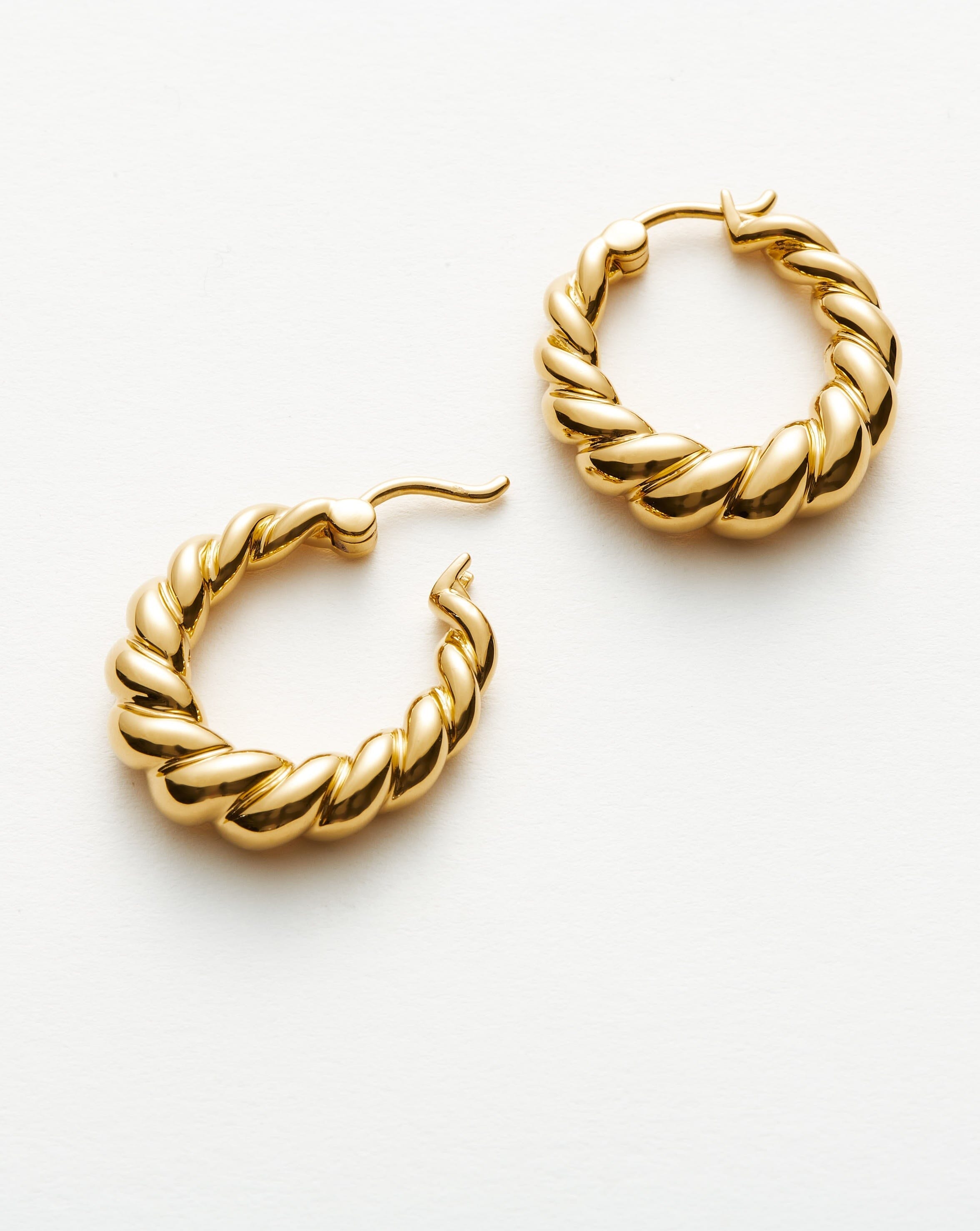 Twisted Tidal Medium Hoop Earrings - 18k Gold Plated Dangle Earrings for Women | Trendy Boho Jewelry for Everyday Wear & Special Occasions