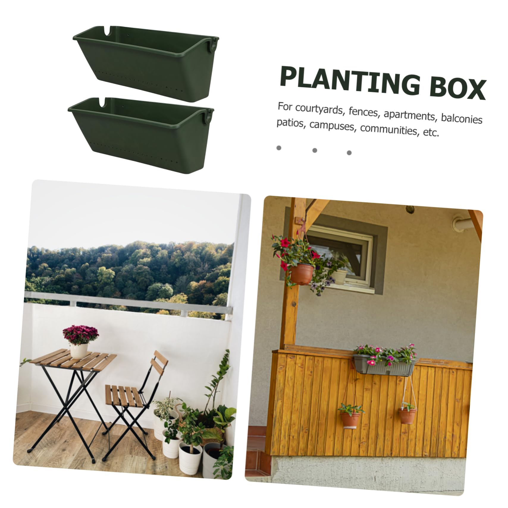 2 Pack Large Outdoor Hanging Planters - Wall Mounted Plant Baskets for Balcony, Deck & Window Decor - Durable Grow Bags & Flower Pots for Vertical Gardening, Herbs, Succulents & Indoor Plants