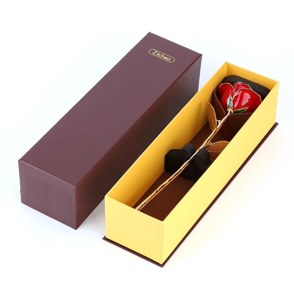 24K Gold Rose Flower - Luxury Real Touch Rose for Weddings, Valentine's Day Gifts, Anniversary Presents - Perfect for Romantic Proposals, Bridal Bouquets & Home Decor
