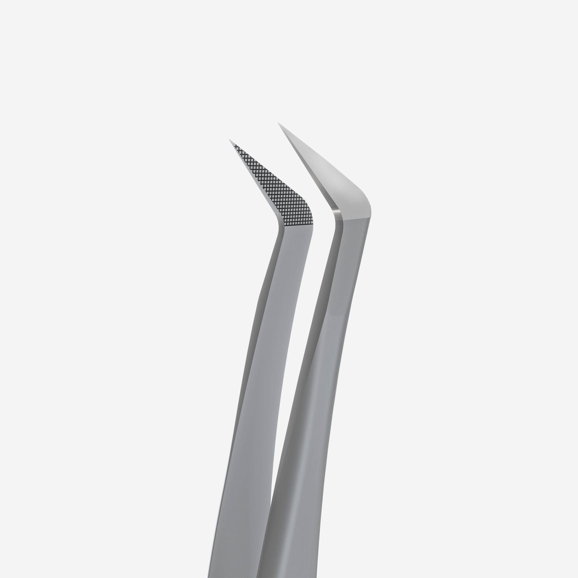 Professional Eyelash Tweezers with Fiber Tips - Expert 44 Type 12 (L-Shaped, 65mm) for Precise Lash Extensions & Makeup Application