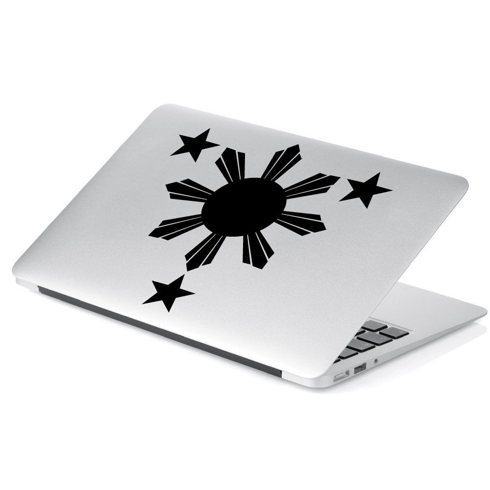 Yoonek Philippines Flag Decal - 1 Sun & 3 Stars Design - Car Window Sticker, Laptop Vinyl, Motorcycle Decoration, Wall Art - Black 4