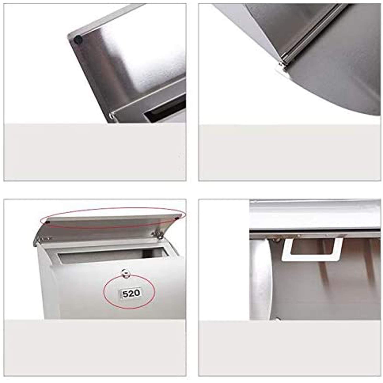 European Style Villa Outdoor Wall-Mounted Rainproof Lockable Mailbox - 304 Stainless Steel Weatherproof Letter Box with Thickened Design for Home, Garden & Office Security