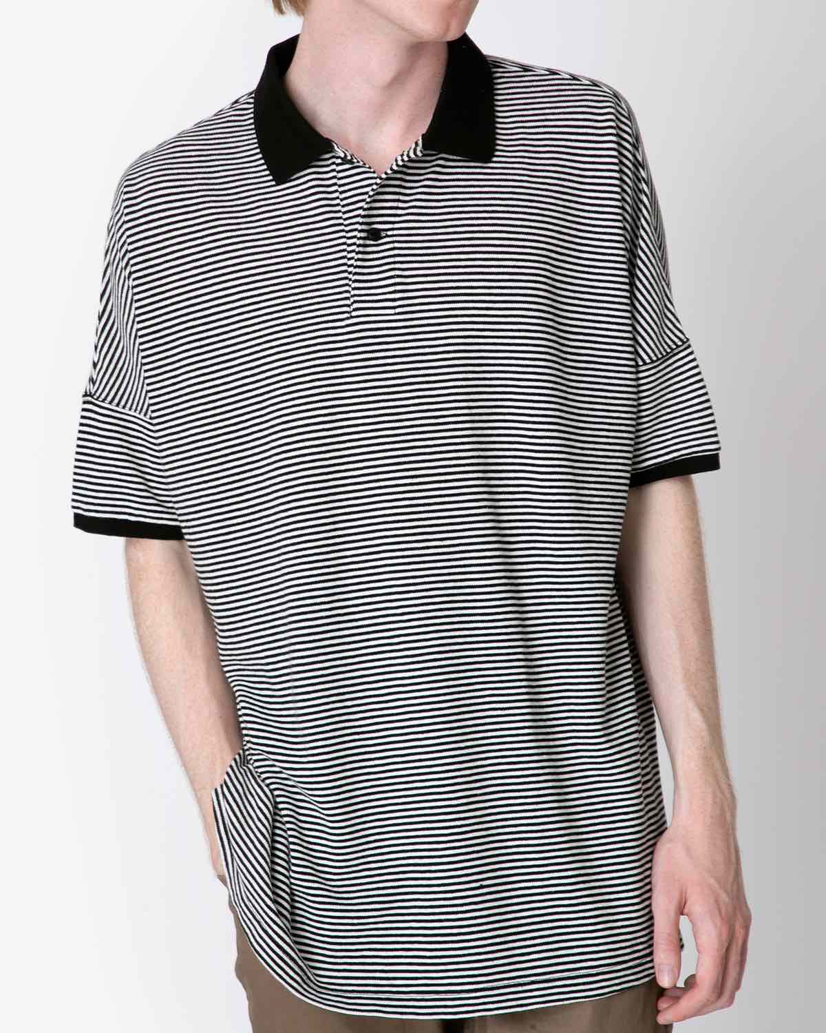NONNATIVE CLERK Short Sleeve Polo Shirt - Classic Pique Border Black for Men | Casual Office Wear & Summer Outfits