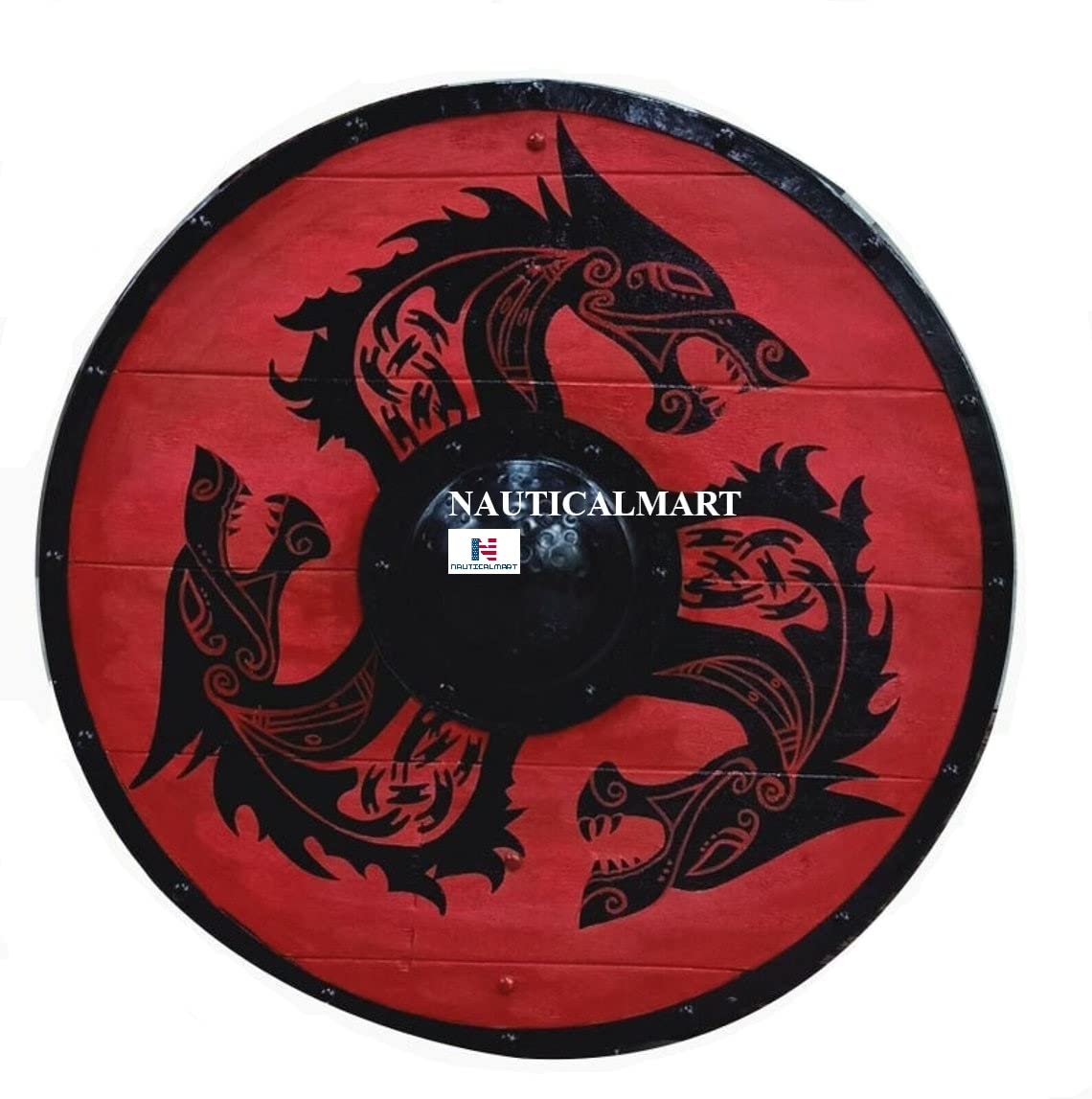 Authentic Medieval Viking Knights Battle Ready Round Shield - Handcrafted Wooden Viking Shield for Cosplay, LARP, and Historical Reenactment | Perfect for Viking Themed Parties, Halloween Costumes, and Collectors