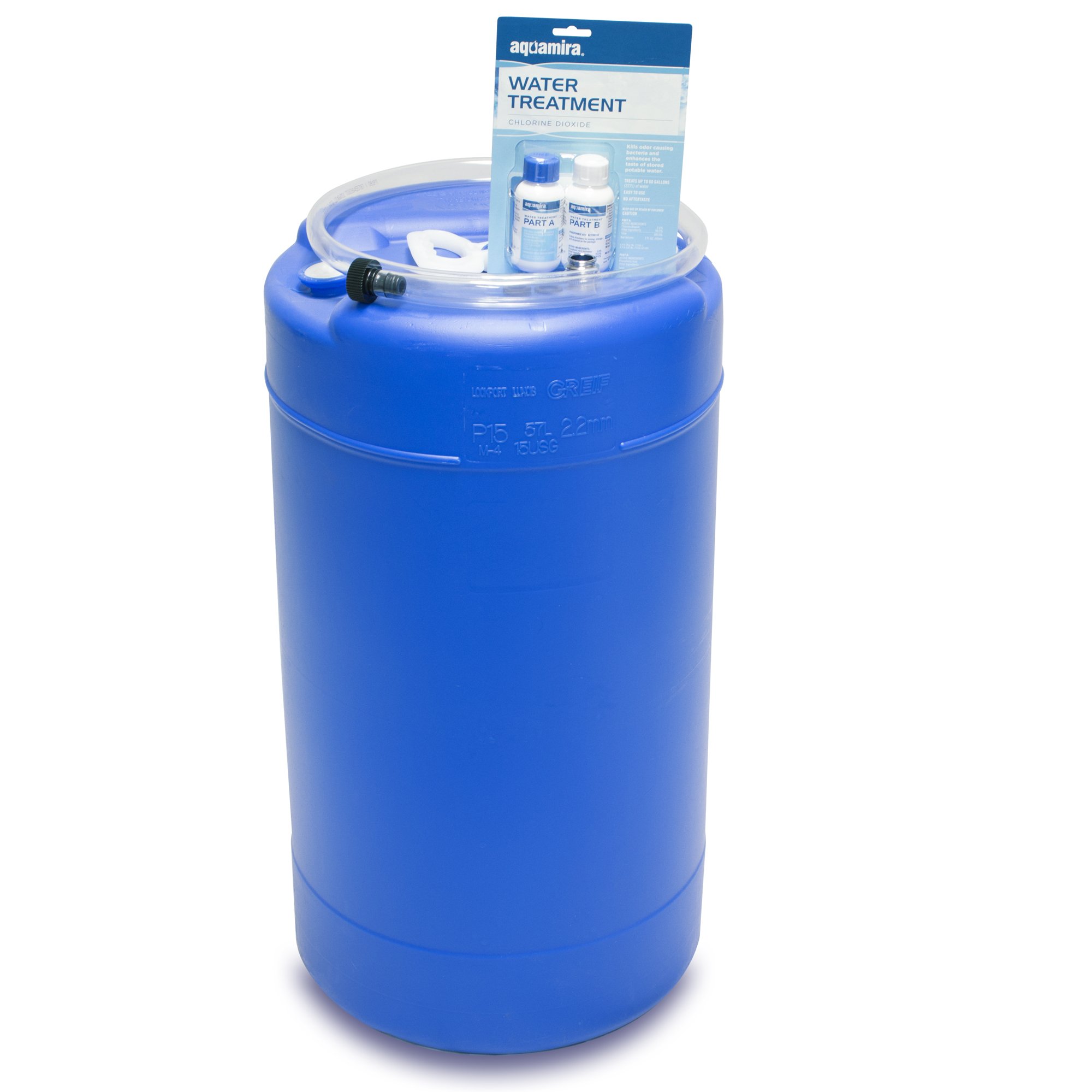 15 Gallon BPA-Free Food Grade Water Storage Tank with Treatment Set - Emergency Water Supply for Home, Camping & Outdoor Survival