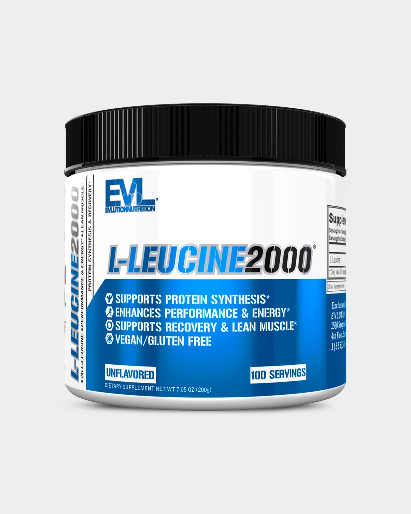 EVLUTION NUTRITION L-Leucine 2000mg Powder - Pure Branched Chain Amino Acid (BCAA) Supplement for Muscle Growth & Recovery - Pre & Post Workout for Athletes & Bodybuilders