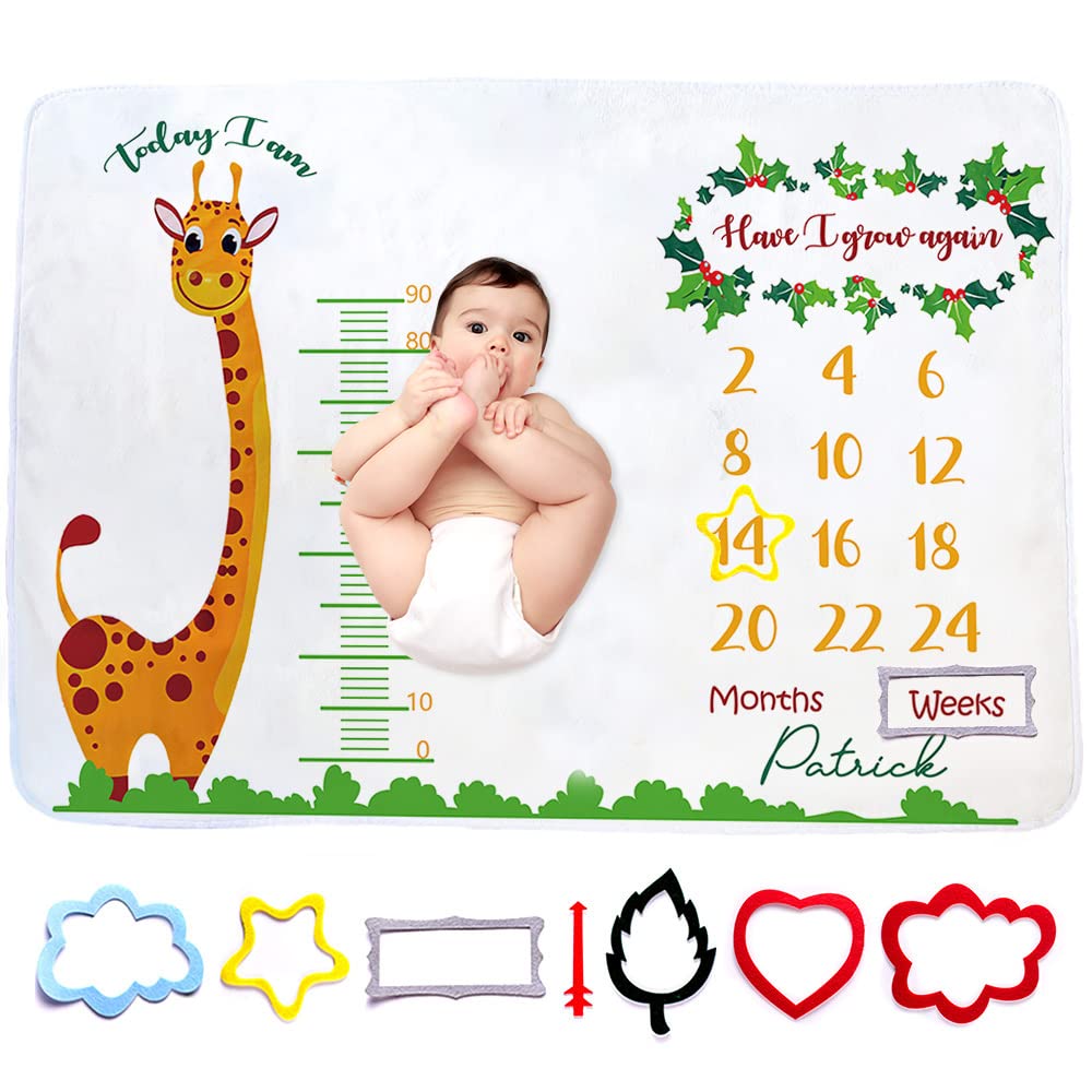 Personalized Baby Milestone Blanket for Boys & Girls | Custom Name Newborn Month Blanket | Baby Growth Chart Keepsake | Forever Loved Baby Blanket | Perfect Newborn Gift for Baby Showers & 1st Birthday | Soft & Thin Blanket for Monthly Photo Shoots & Nursery Decor