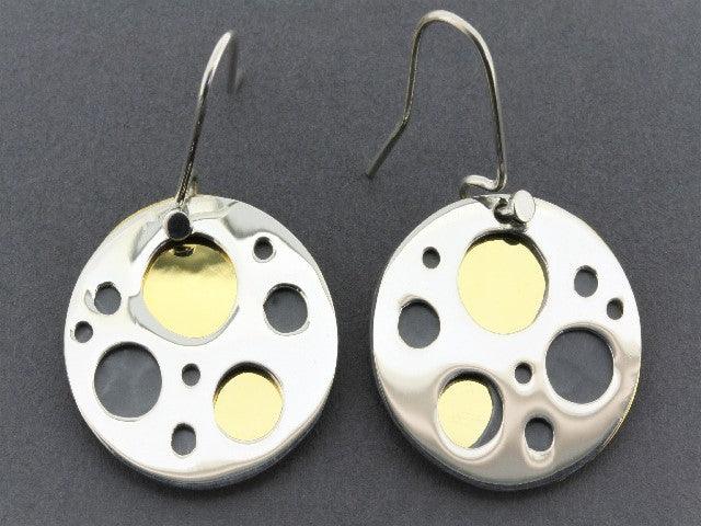 22K Gold & Oxidized Silver Planetary Earrings - Elegant Handmade Jewelry for Women, Perfect for Parties, Weddings & Everyday Wear