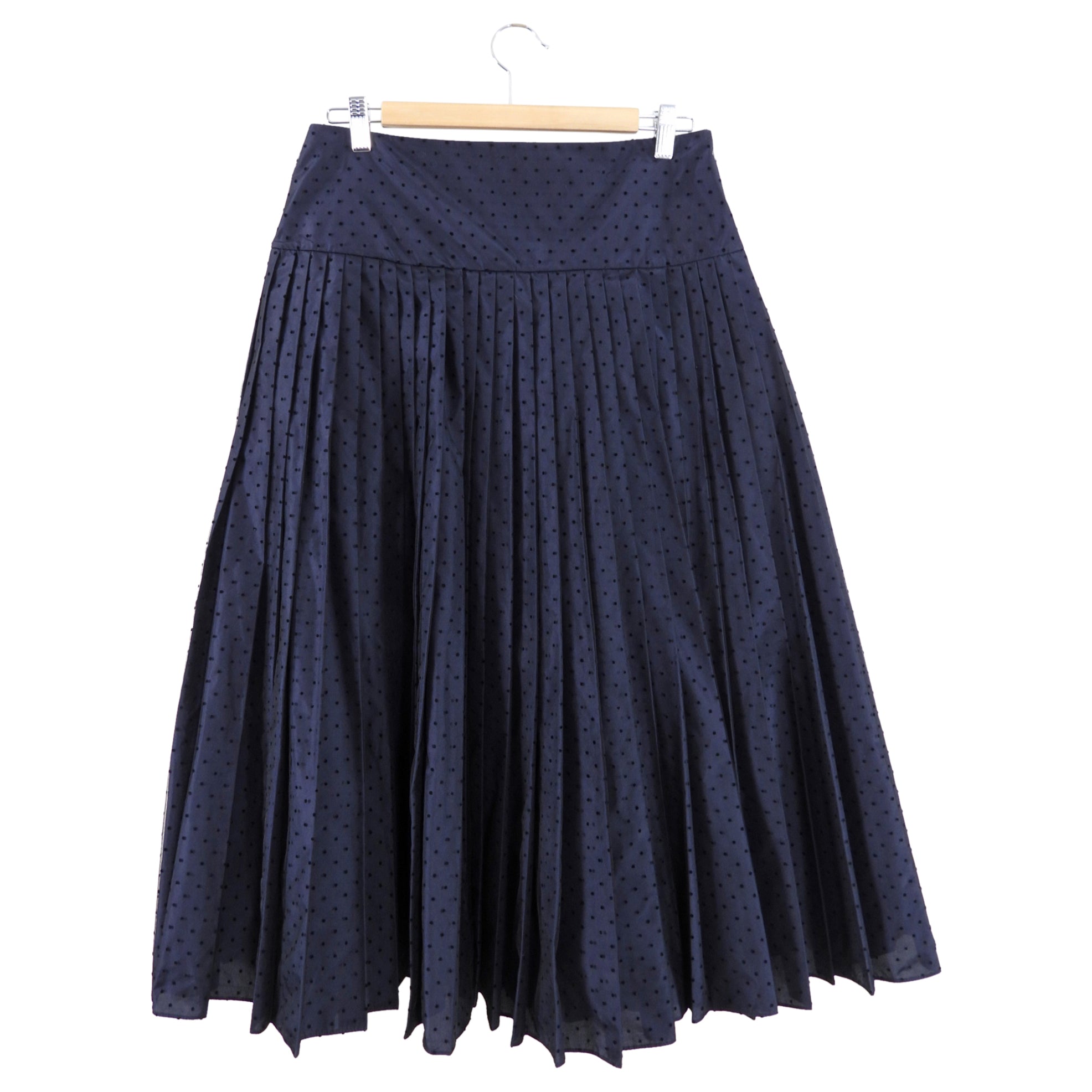 Christian Dior Midnight Navy Tulle Swiss Dot Pleated Skirt - Size 30 Waist | Elegant Evening Wear for Parties & Special Occasions