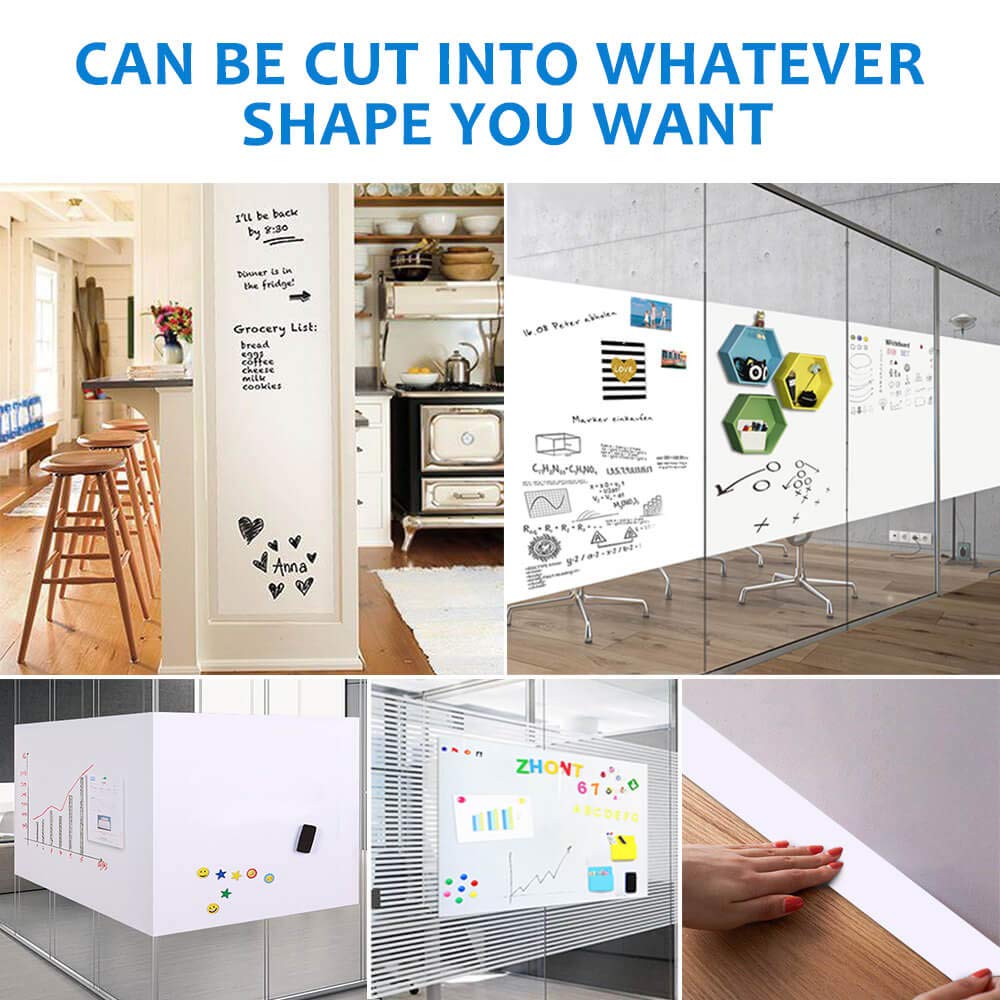 Large Magnetic Whiteboard Wall Sticker - Non-Adhesive Back, Dry Erase Board with Nano Tape | Thick Reusable Writable Surface for Home Office, Homeschool & Kids Room | Includes 4 Markers & 4 Magnets (94x48 inches) | Perfect for Schedules, Notes, Teaching & Creative Projects