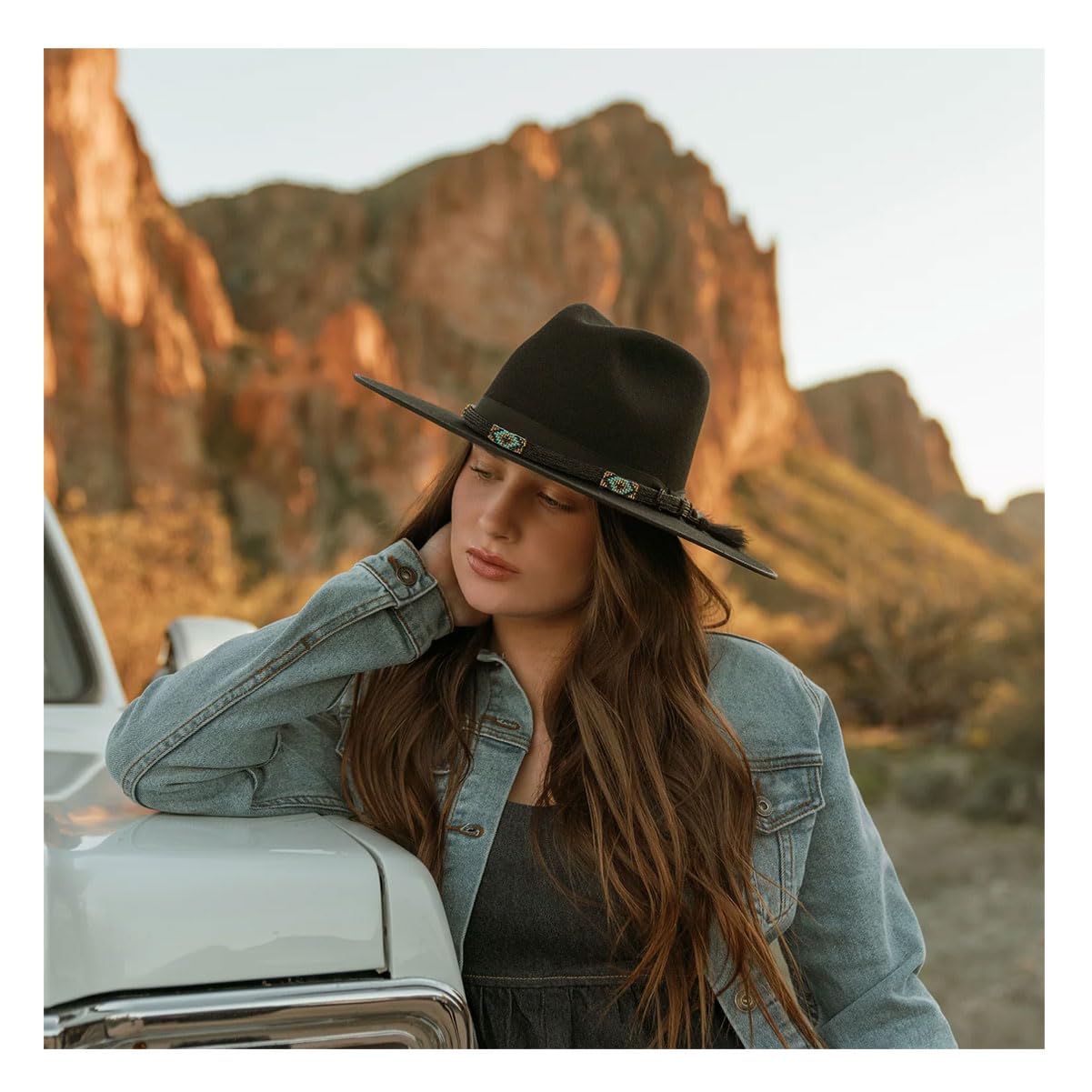 Stetson Women's Helix Flat Brim Wool Felt Black Western Cowgirl Hat (XWHELX-133607) - Perfect for Rodeo, Country Music Festivals & Western Fashion Outfits