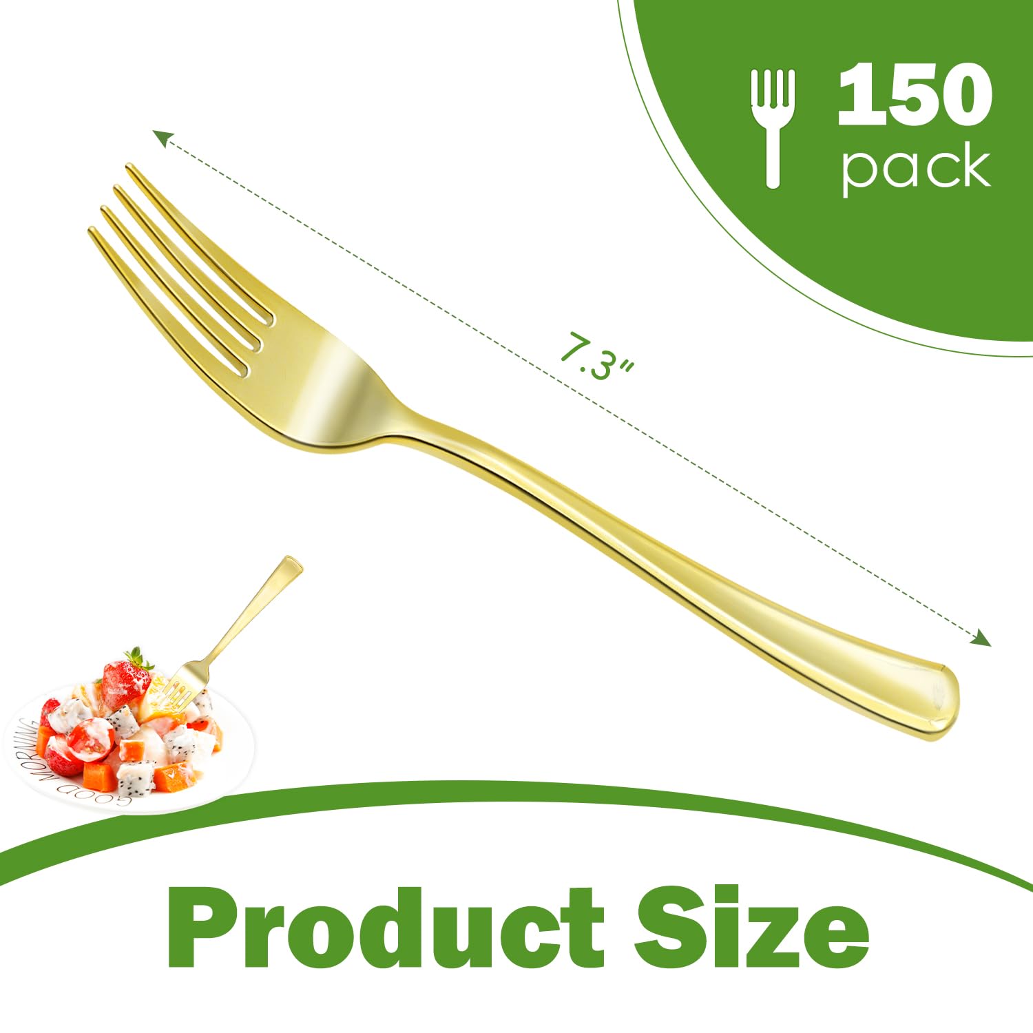150 Pack Gold Plastic Forks - Heavy Duty Disposable Cutlery, BPA-Free Elegant Gold Forks for Weddings, Parties, Catering & Formal Events - Perfect for Home, Restaurant & Outdoor Dining Use