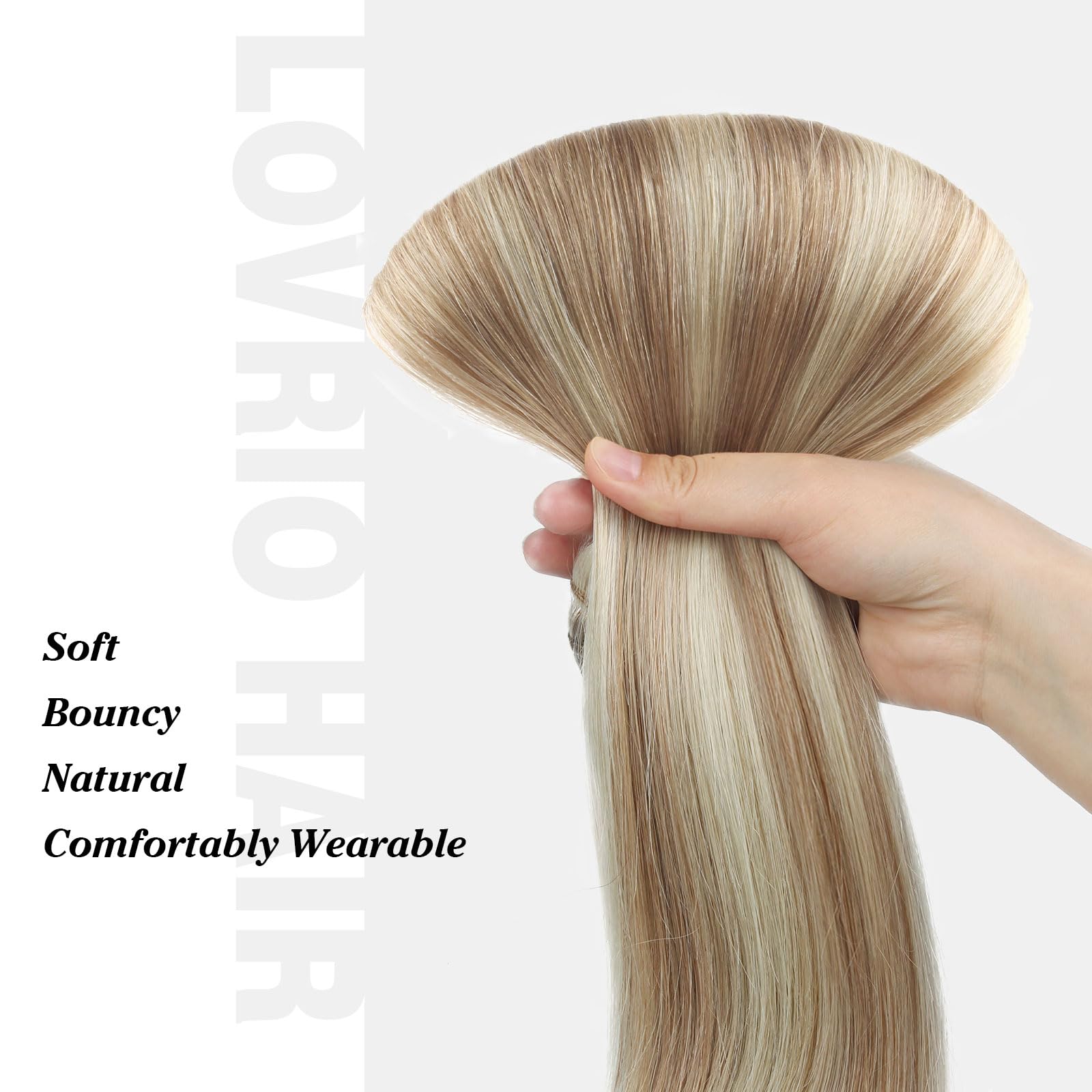 9A Grade Remy Human Hair Clip-In Extensions 22 Inch - Piano Ash Brown to Platinum Blonde Ombre, Double Weft 140g 7pcs 18 Clips | Natural Looking Hair Extensions for Volume & Length | Perfect for Daily Wear, Parties & Special Occasions