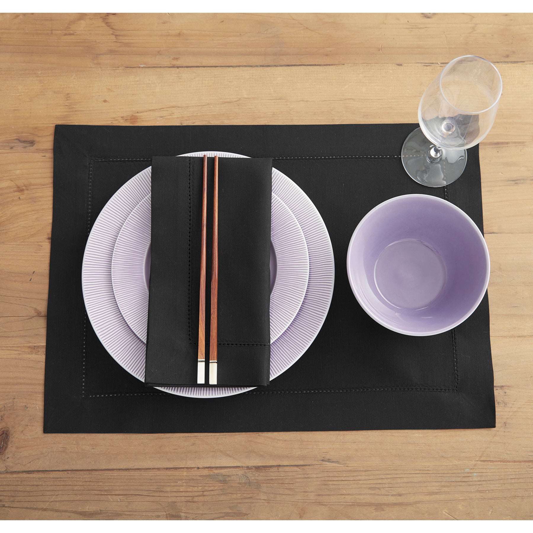 Premium Cotton Linen Hemstitch Placemats Set of 4 - Elegant Table Decor for Dining Room, Kitchen, and Party Settings