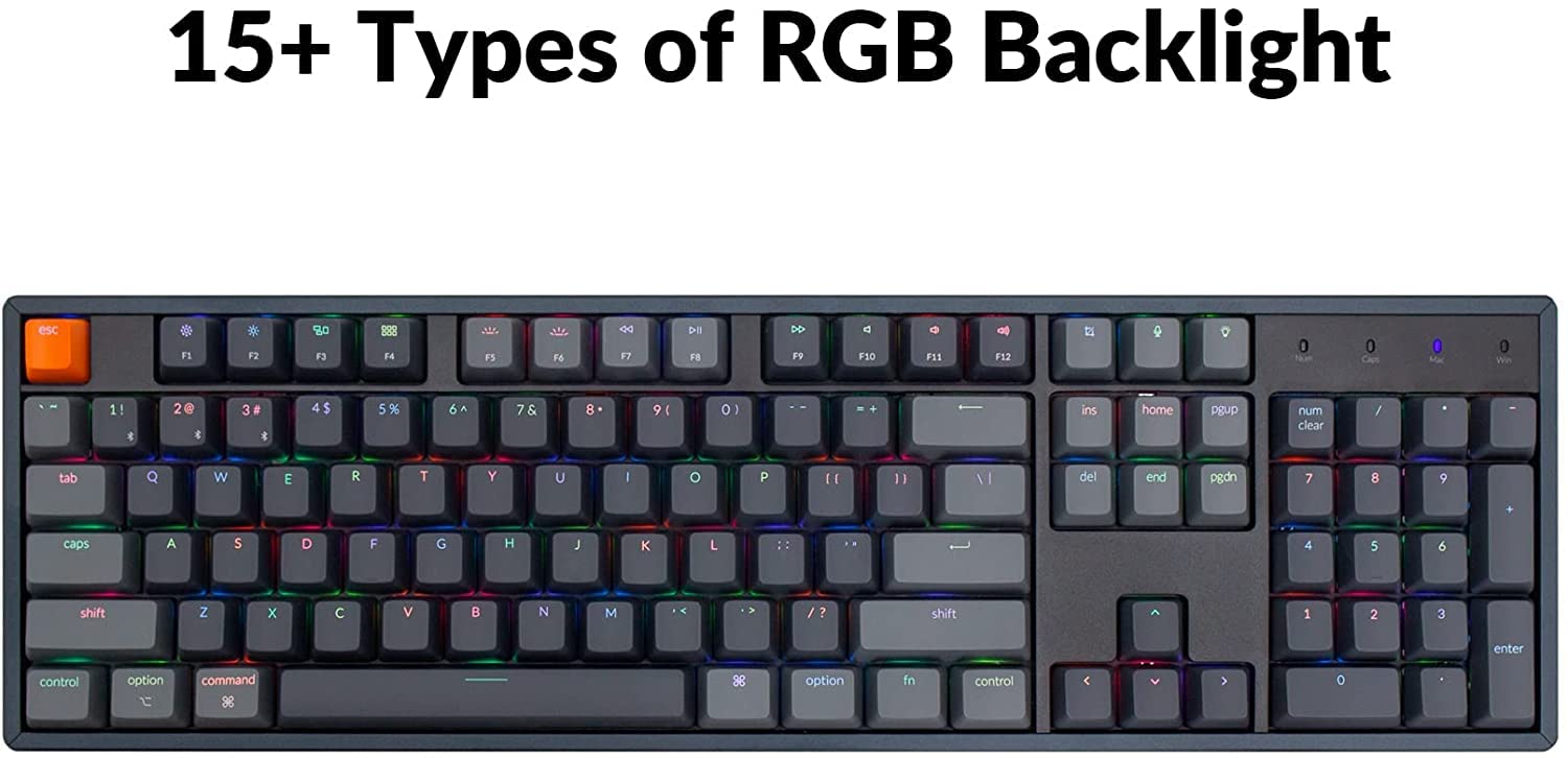 Keychron K10 Wireless Mechanical Keyboard - Bluetooth/USB Wired, Gateron G Pro Brown Switches, Aluminum Frame, 104 Keys - Perfect for Office, Gaming & Typing Enthusiasts
