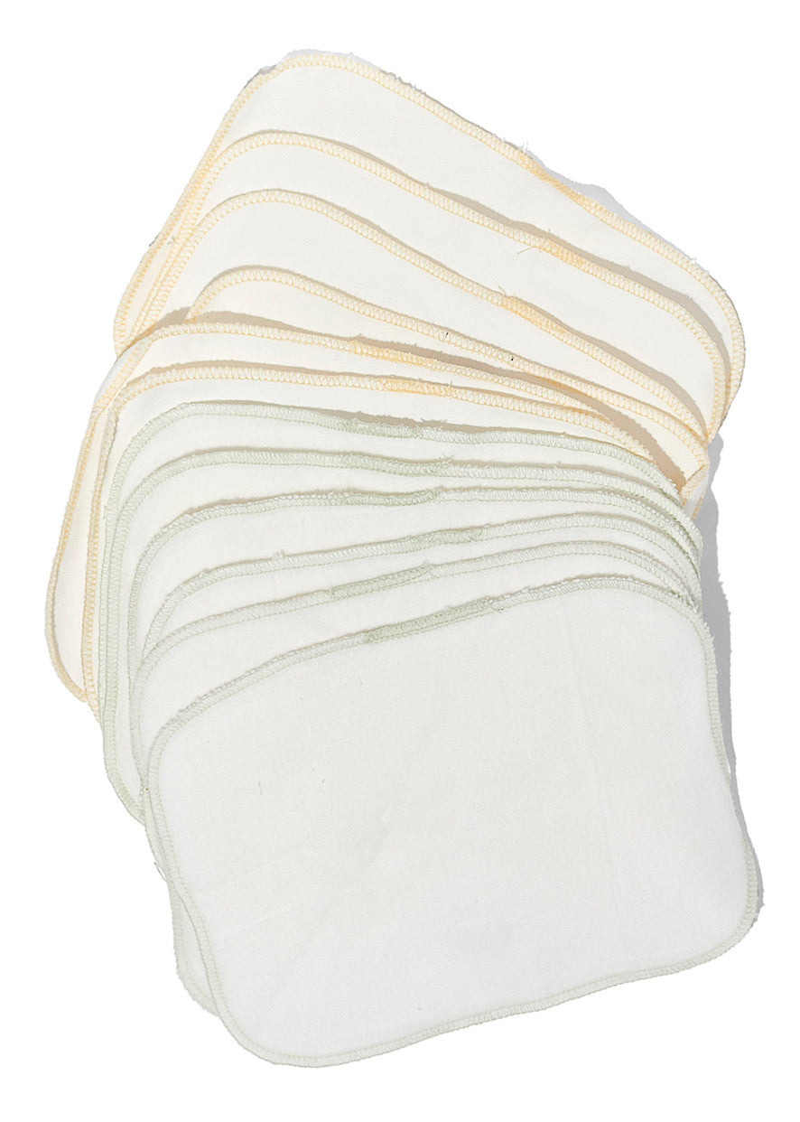 Organic Brushed Cotton Wash Cloths - Pack of 12 | Soft & Eco-Friendly Face & Body Towels for Spa, Baby Care & Makeup Removal