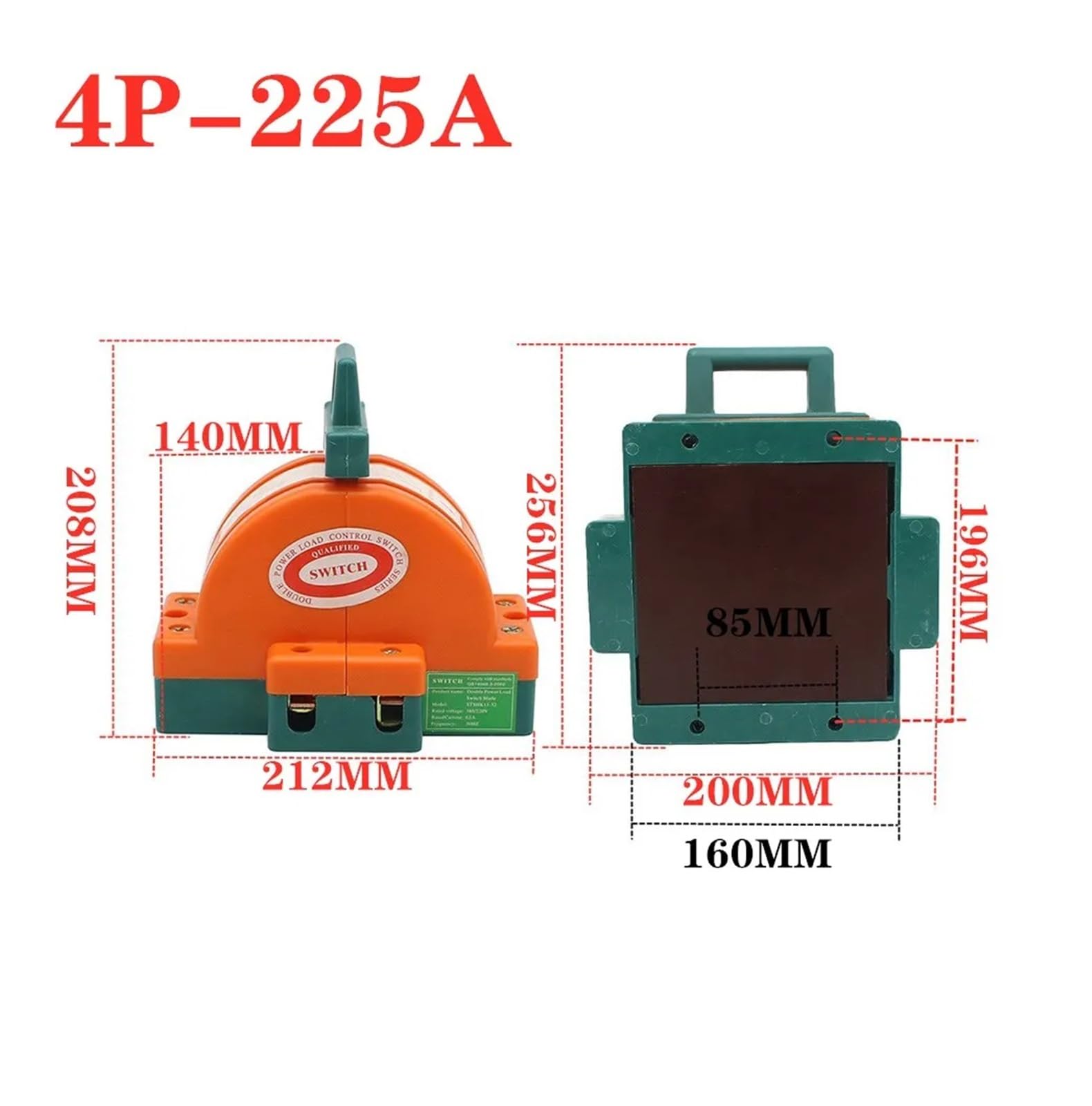 4P Knife Switch 32A 63A 100A 160A 225A - High Power 220V Double Throw Disconnector - 2 Phase Electrical Switch for Industrial & Commercial Use - Perfect for Power Distribution & Motor Control
