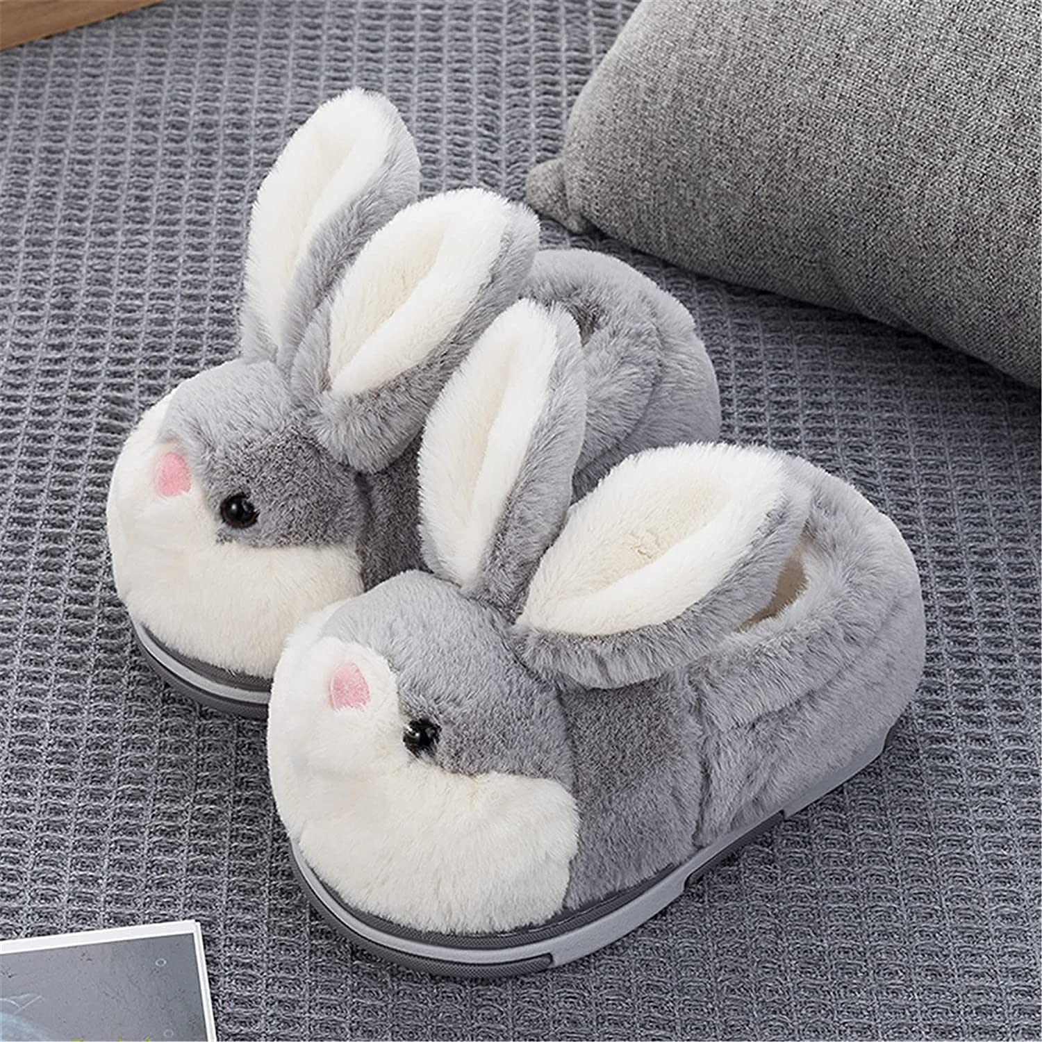 Cozy Fuzzy Bunny Slippers for Women & Girls - Soft Plush Animal House Shoes with Non-Slip Sole - Warm Winter Indoor Slippers in Pink (Perfect for Home, Lounge & Gift Giving)