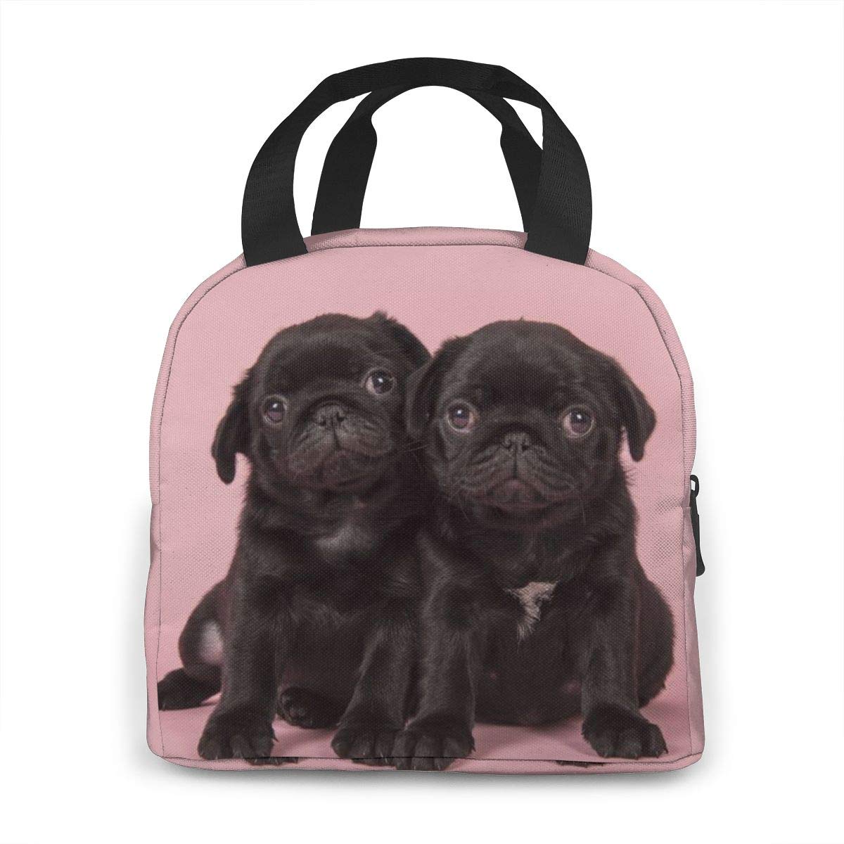 **Insulated Black Pug Lunch Box - Reusable Thermal Meal Bag for Kids, Adults, School, Work, Travel & Picnics - Cute & Eco-Friendly Food Container**    *(Perfect for Packing Healthy Meals, Snacks, or Keeping Drinks Cold on the Go!)*