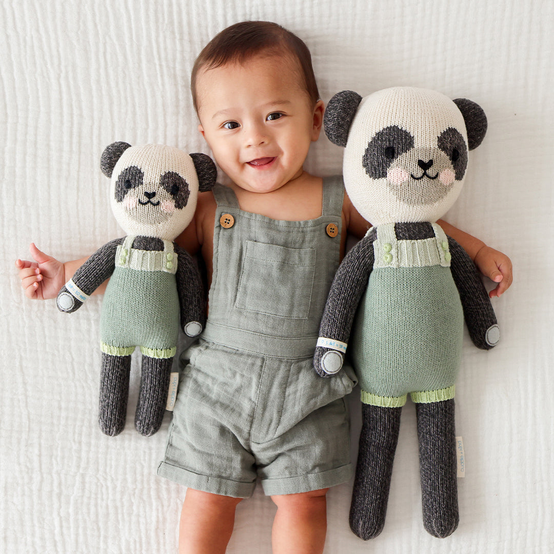 Handmade Knitted Panda Plush Toy - Paxton the Panda | Soft & Cuddly Stuffed Animal for Kids, Nursery Decor, Baby Shower Gift, and Collectible