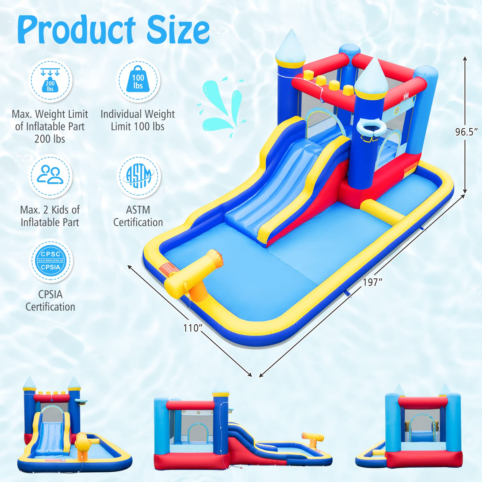 **HONEY JOY Inflatable Water Slide for Kids - Giant Bounce House, Water Park, Ball Pit & Splash Pool - Outdoor Blow Up Castle for Boys & Girls (Includes 735W Blower) - Perfect for Backyard Parties, Summer Fun & Outdoor Play**
