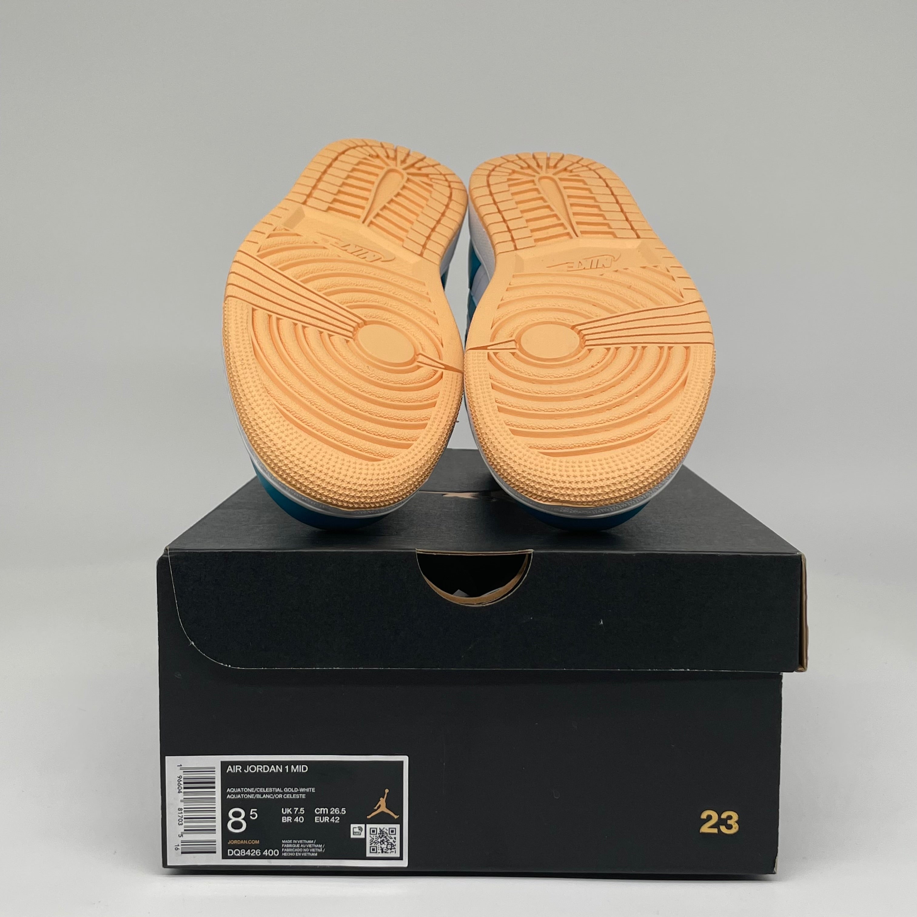AIR JORDAN 1 MID AQUATONE Men's Basketball Shoes - Size 8.5 (DQ8426-400) | Retro Sneakers for Casual Wear, Street Style & Sports Performance