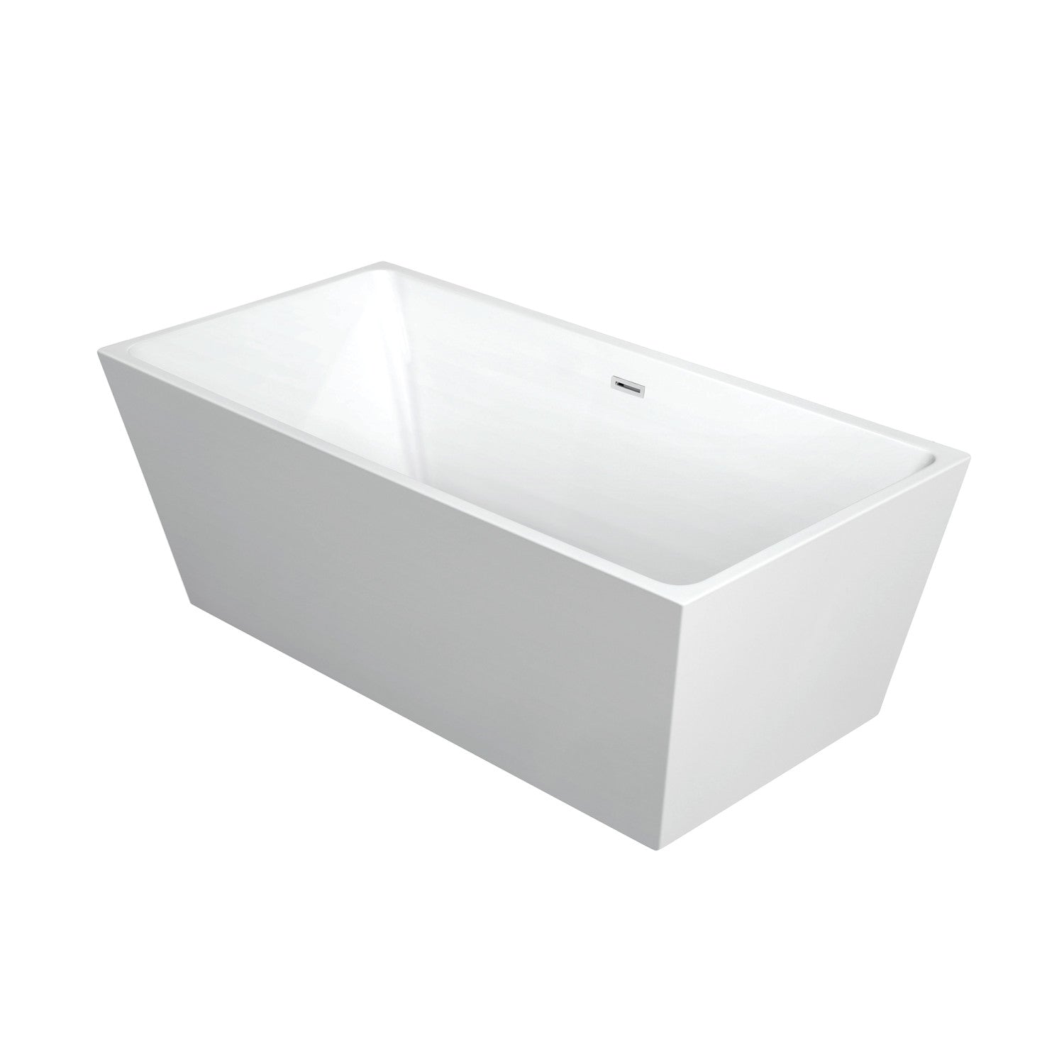 Aqua Eden 53 Inch Acrylic Freestanding Bathtub - Glossy White Rectangular Soaking Tub with Drain | Perfect for Master Bathroom & Spa Relaxation