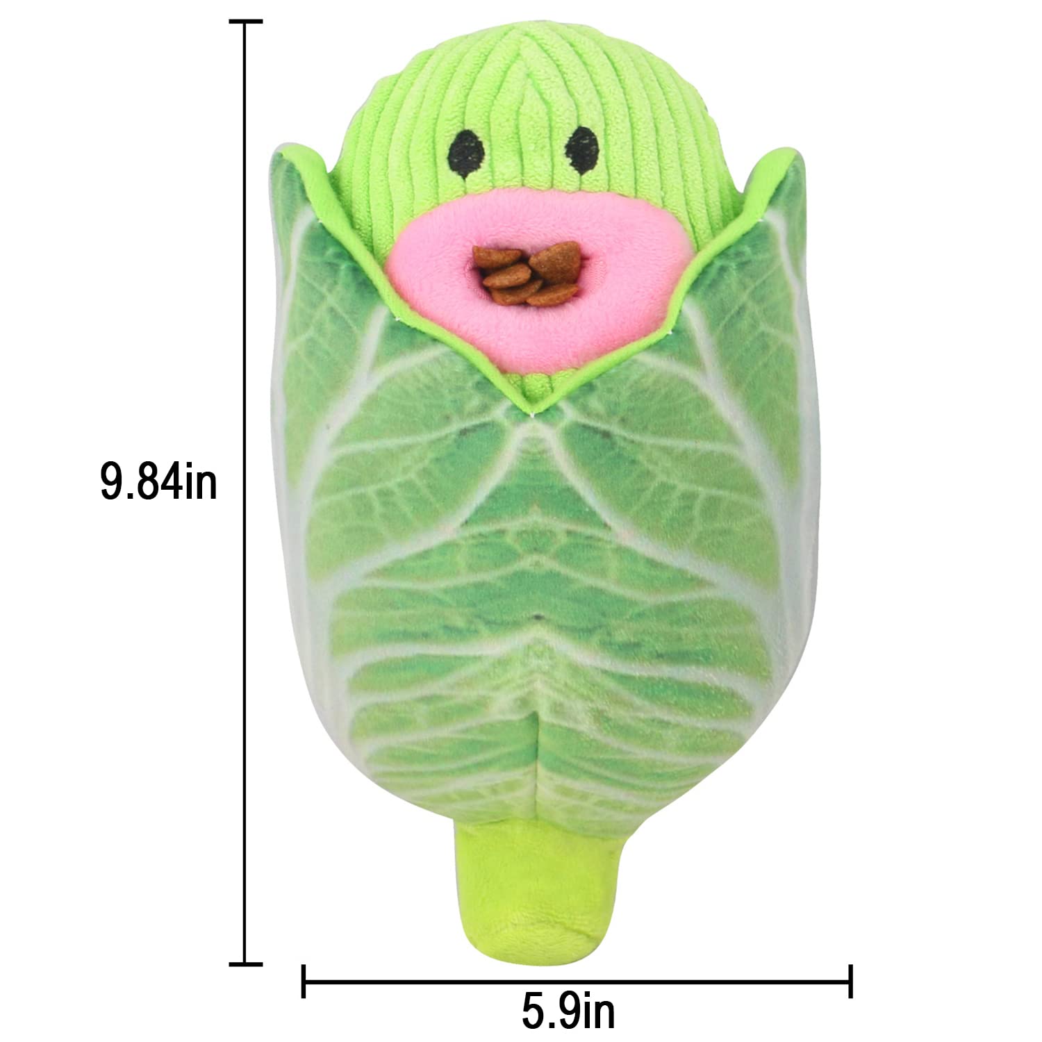 Interactive Dog Toys 2-in-1 Squeaky Chew Toys - Soft & Durable Fabric for Small & Medium Dogs - No-Stuffing Vegetable Design (Cabbage) - Perfect for Indoor Play, Training & Anxiety Relief