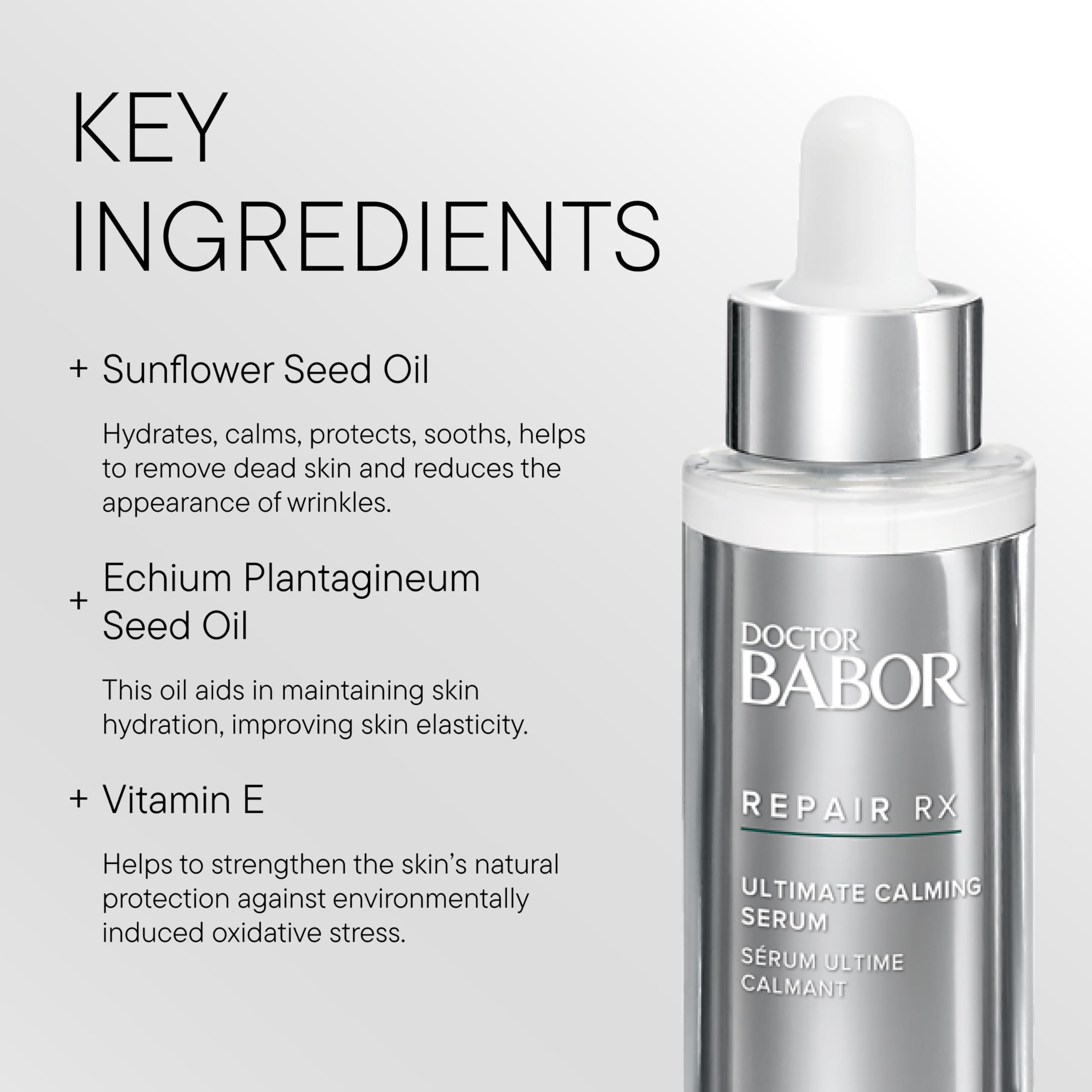 DOCTOR BABOR REPAIR RX Ultimate Calming Serum with Vitamin B & Almond Oil - Soothes Sensitive Skin, Reduces Redness & Repairs Scars | Fragrance-Free, No Synthetic Colors | Perfect for Post-Treatment, Rosacea & Dry Skin Recovery