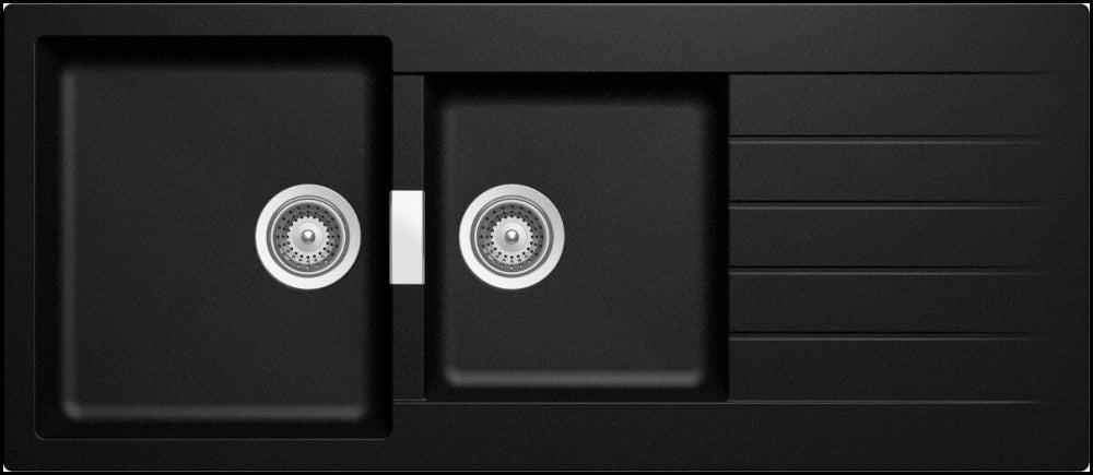Abey D200B Schock Signus 1.75 Bowl Stainless Steel Kitchen Sink with Drainer - Left or Right Hand Drain - Perfect for Modern Homes & Restaurant Kitchens