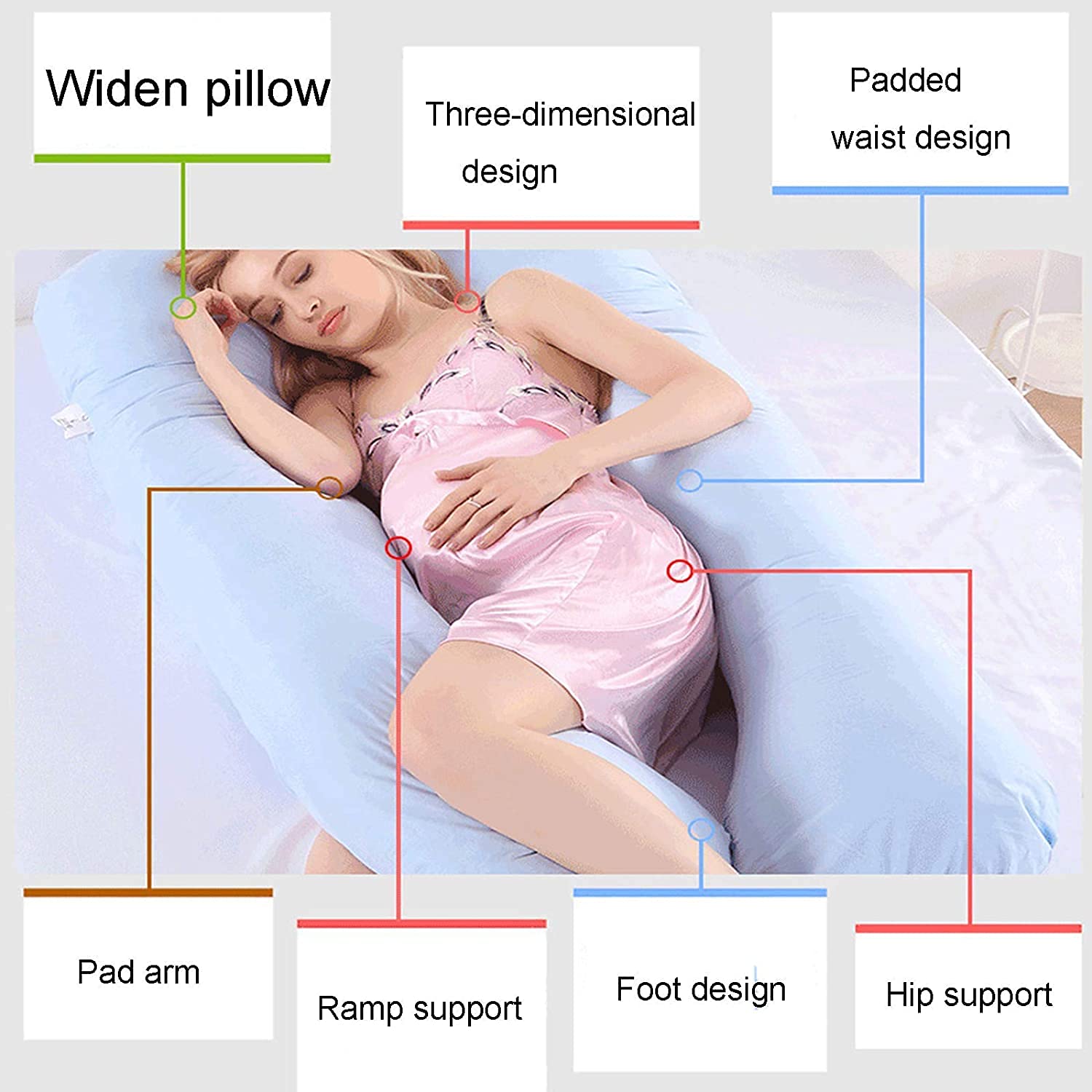 **U-Shaped Pregnancy Pillow for Sleeping - Full Body Maternity Pillow with Removable & Washable Cover - Comfort Support for Pregnant Women at Home, Office & Travel**