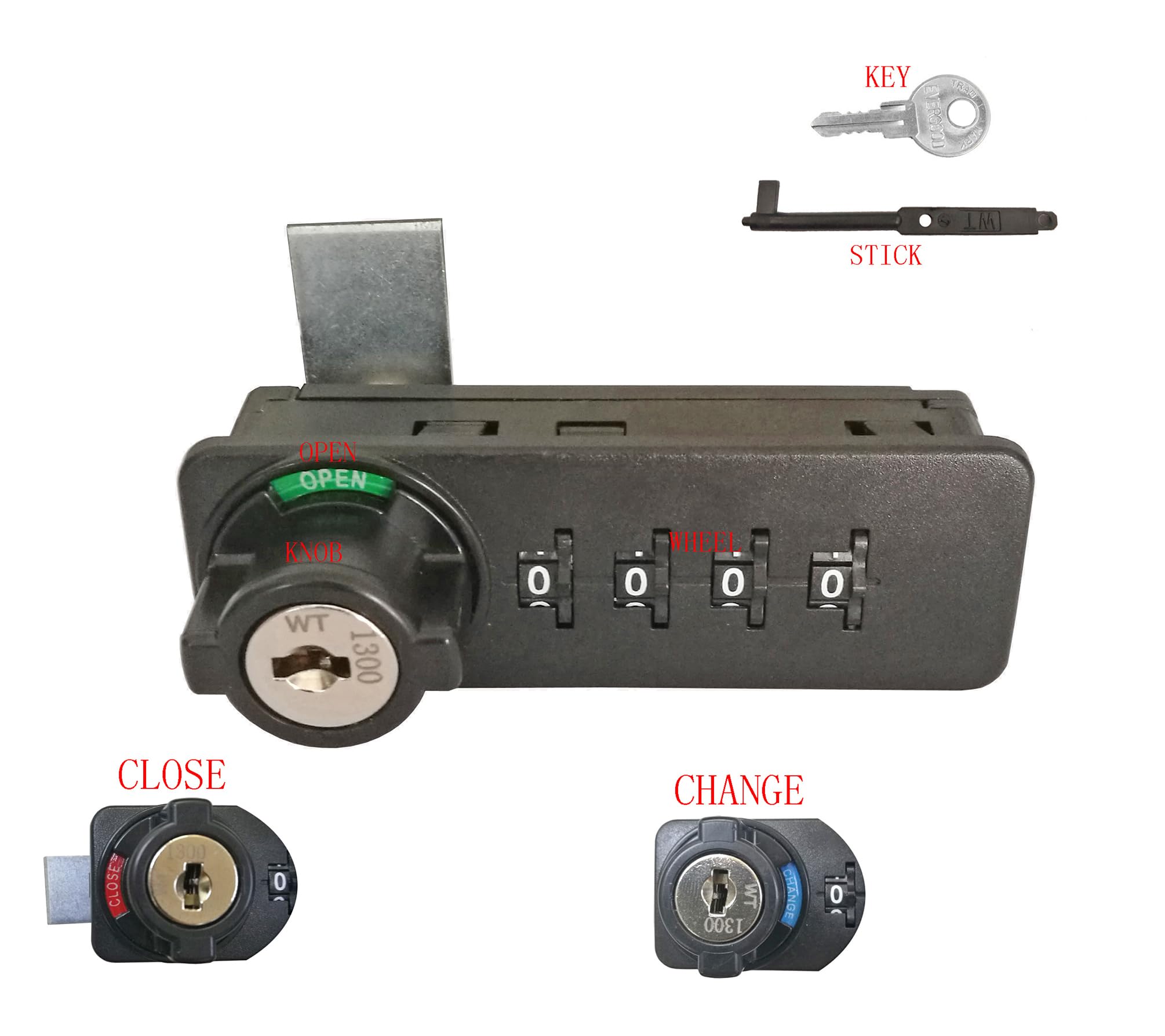 FixtureDisplays Combination Cam Lock with Master Key - Secure Cabinet, Drawer, Donation Box - Works with 22 GA Sheet Metal & 3/4