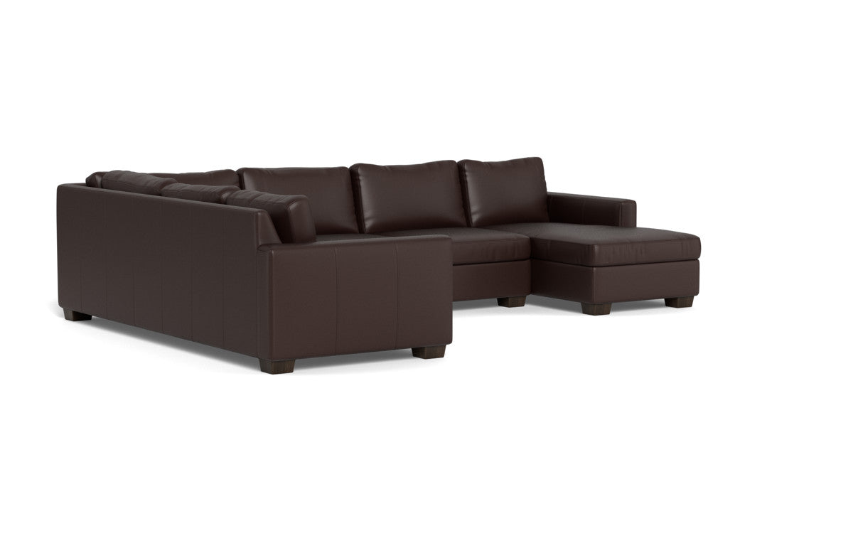 Track 141 Leather Corner Sectional Sofa with Right Chaise - Modern Living Room Furniture for Home Theater & Family Gatherings
