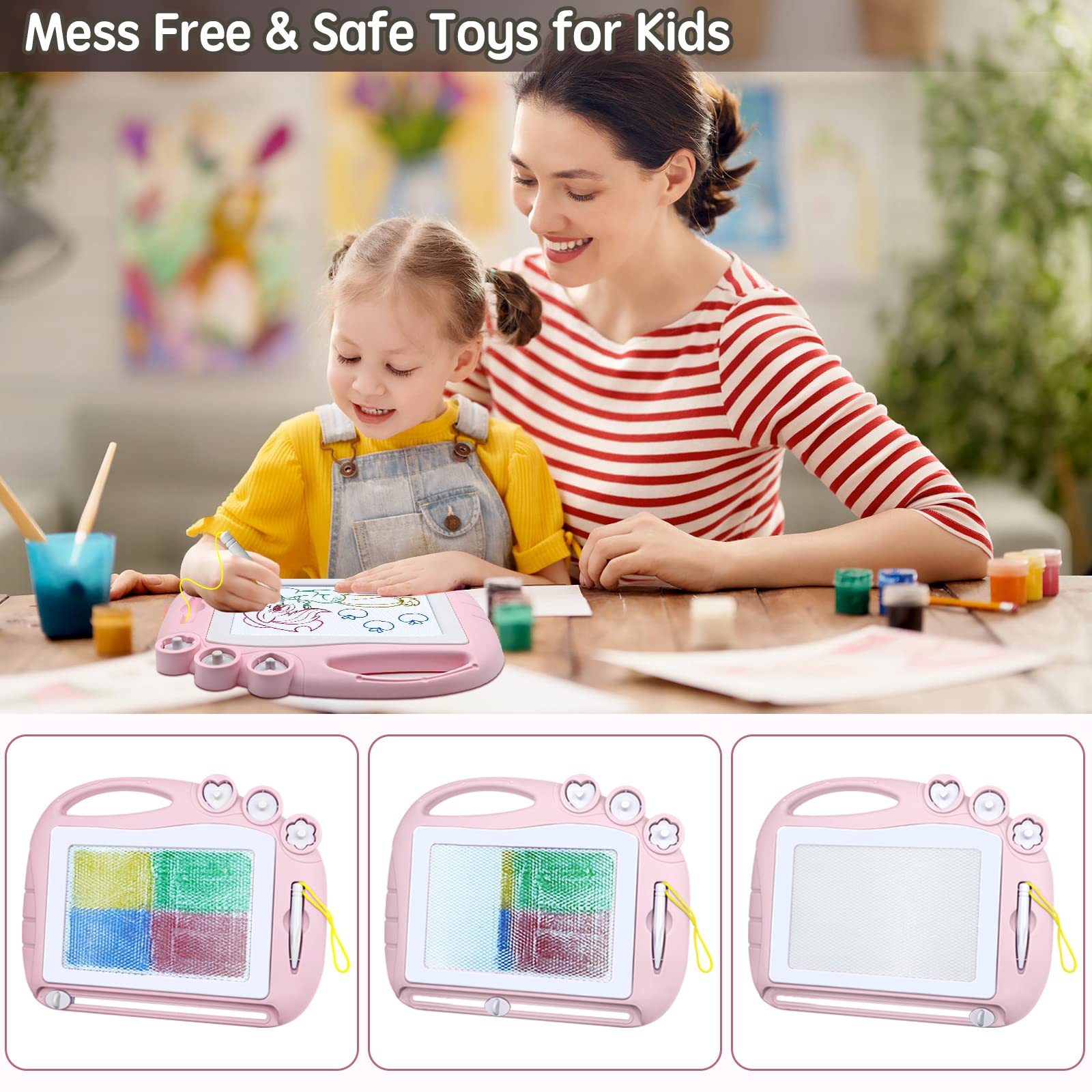 Magnetic Drawing Board for Kids - Erasable Doodle Sketch Pad, Travel Toys for Toddlers & Girls, Educational Learning Gift for Early Skill Development | Perfect for Car Rides, Home Play & Classroom Activities