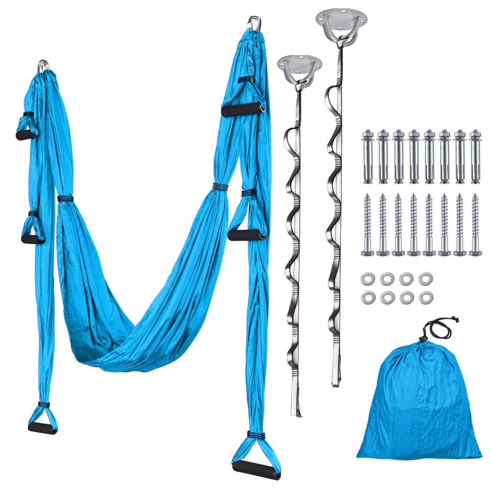 TheLAShop Premium Yoga Aerial Trapeze Hammock with Heavy Duty Ceiling Hooks - Perfect for Home Yoga, Aerial Fitness & Stress Relief