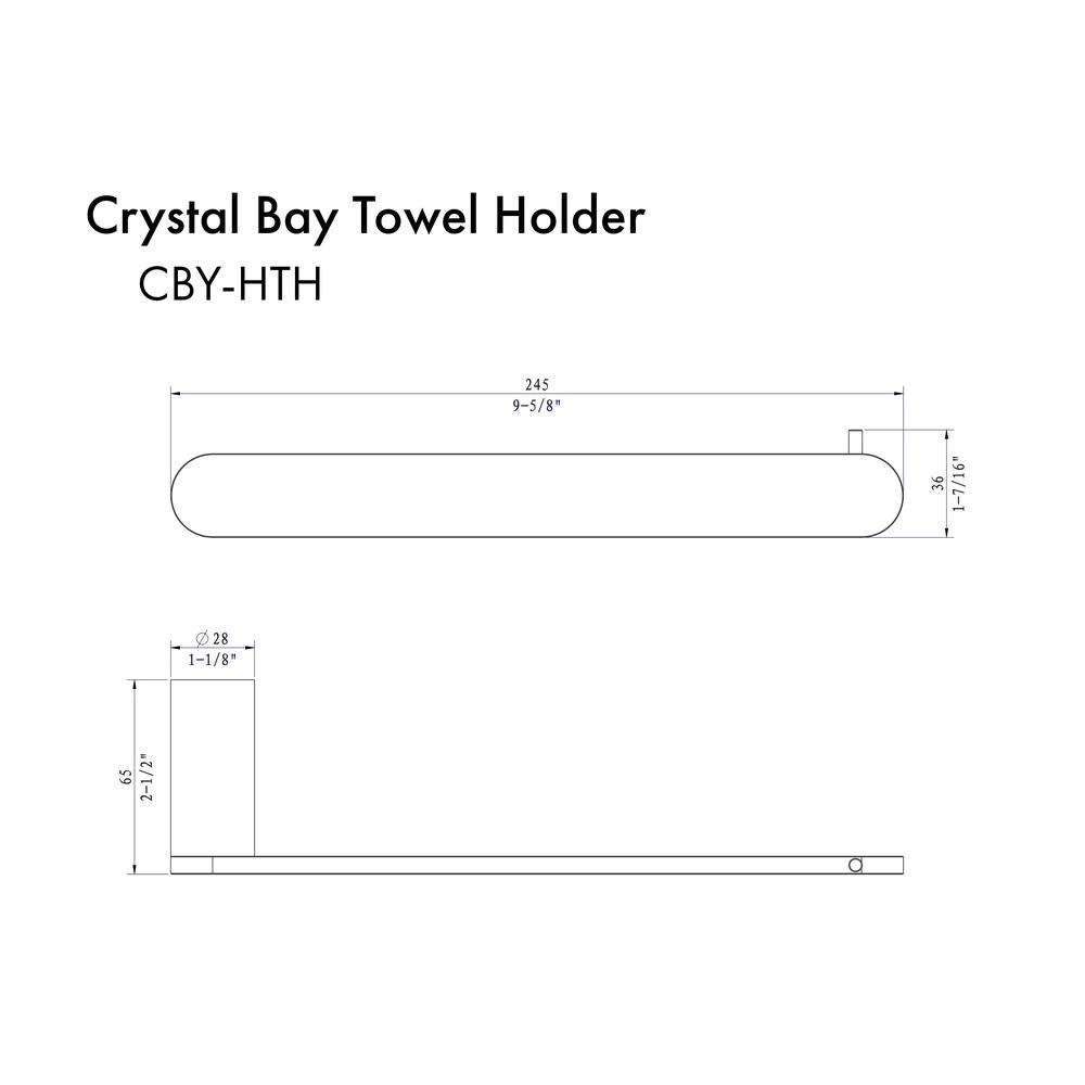 ZLINE Crystal Bay Matte Black Towel Holder - Premium Bathroom Accessory for Modern Homes (CBY HTH MB) | Perfect for Bathrooms, Kitchens & Spa Areas
