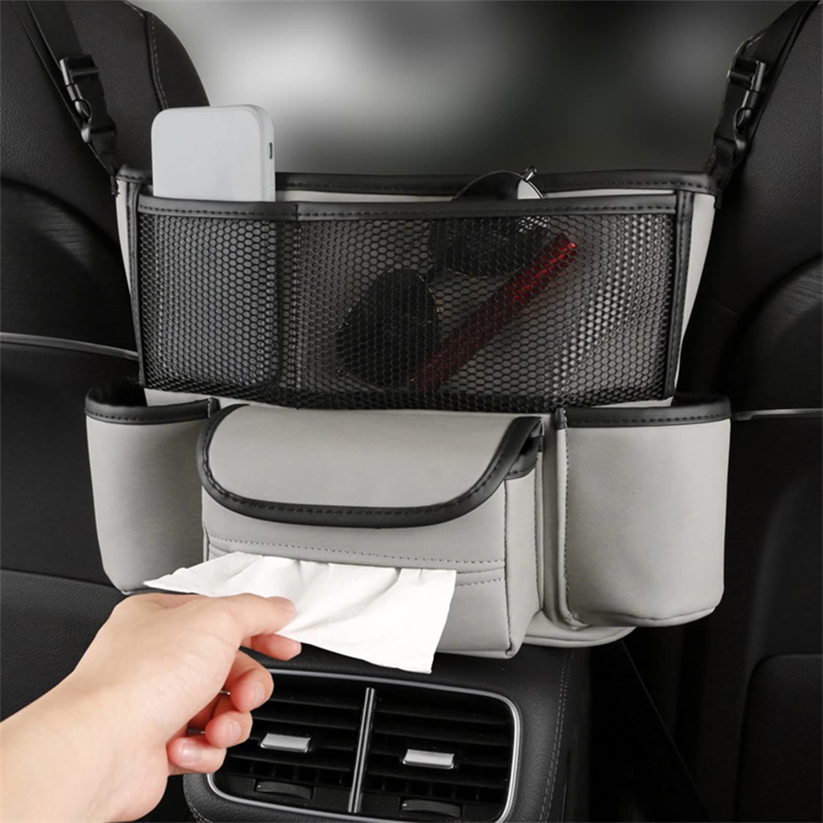 Birdeem Car Handbag Holder - Large Capacity Seat Gap Organizer for Purse, Documents & Phone Storage - Gray Car Interior Accessories (Perfect for Road Trips, Commuting & Daily Errands)