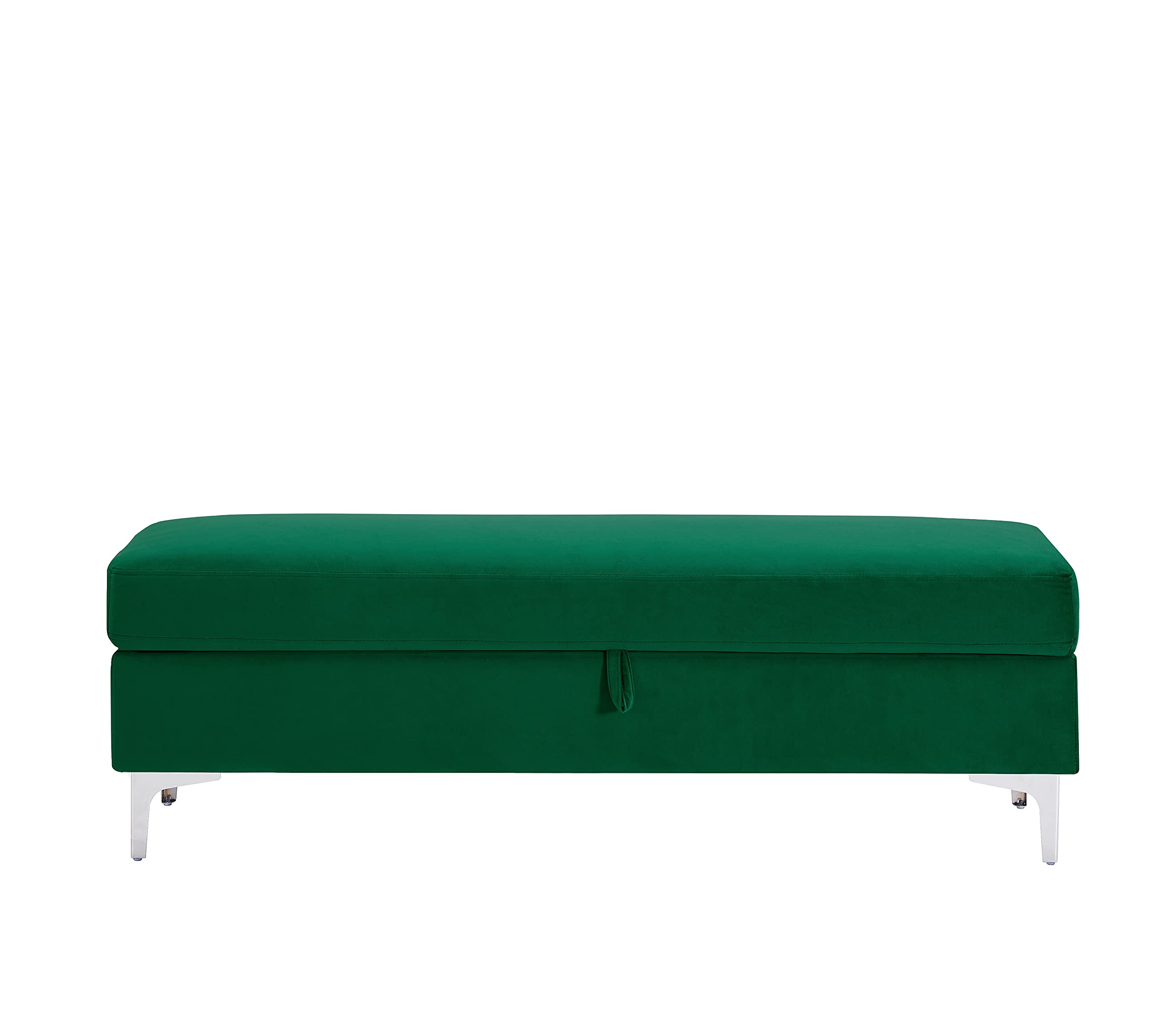 Velvet Upholstered Storage Ottoman Bench - Tufted Rectangular Footstool with Shoe & Blanket Storage | Multi-Purpose Seating for Bedroom, Living Room & Entryway | Perfect as Bed End Bench, Entryway Seat & Living Room Accent (Green)