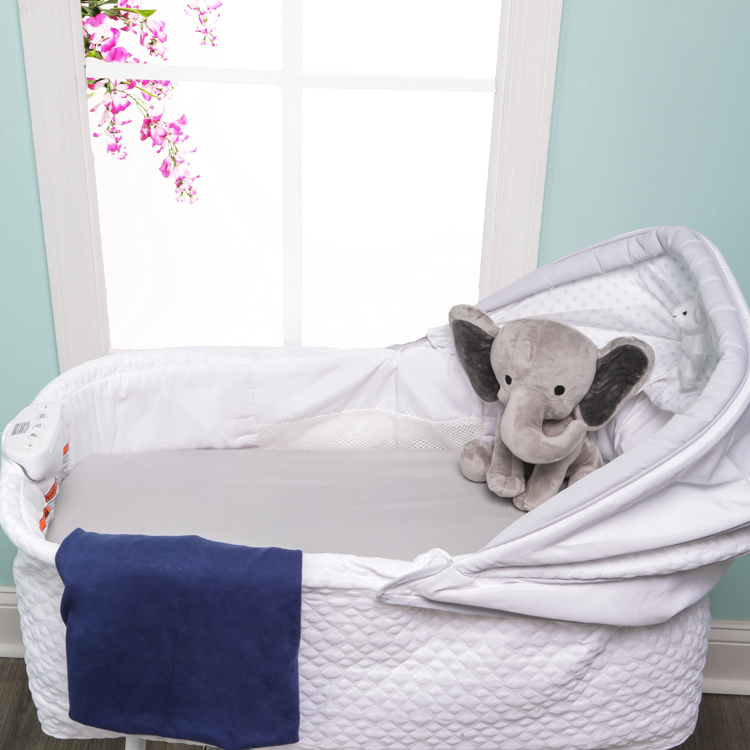 2-Pack 100% Cotton Bassinet Sheets - Soft Jersey Knit Fitted Crib Mattress Pad for Baby Boys & Girls (Navy Blue & Gray) | Fits Most Oval & Rectangle Bassinets, Bedside Co-Sleepers & Loungers | Perfect for Nursery, Travel & Overnight Stays