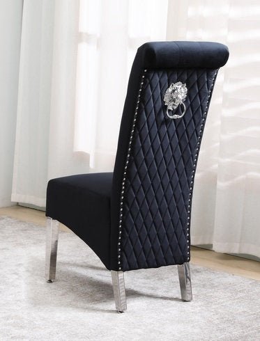 Luxury Black Velvet Dining Chairs with Diamond Stitching - Set of 2 Modern Upholstered Side Chairs for Elegant Dining Room, Kitchen, or Home Office Decor