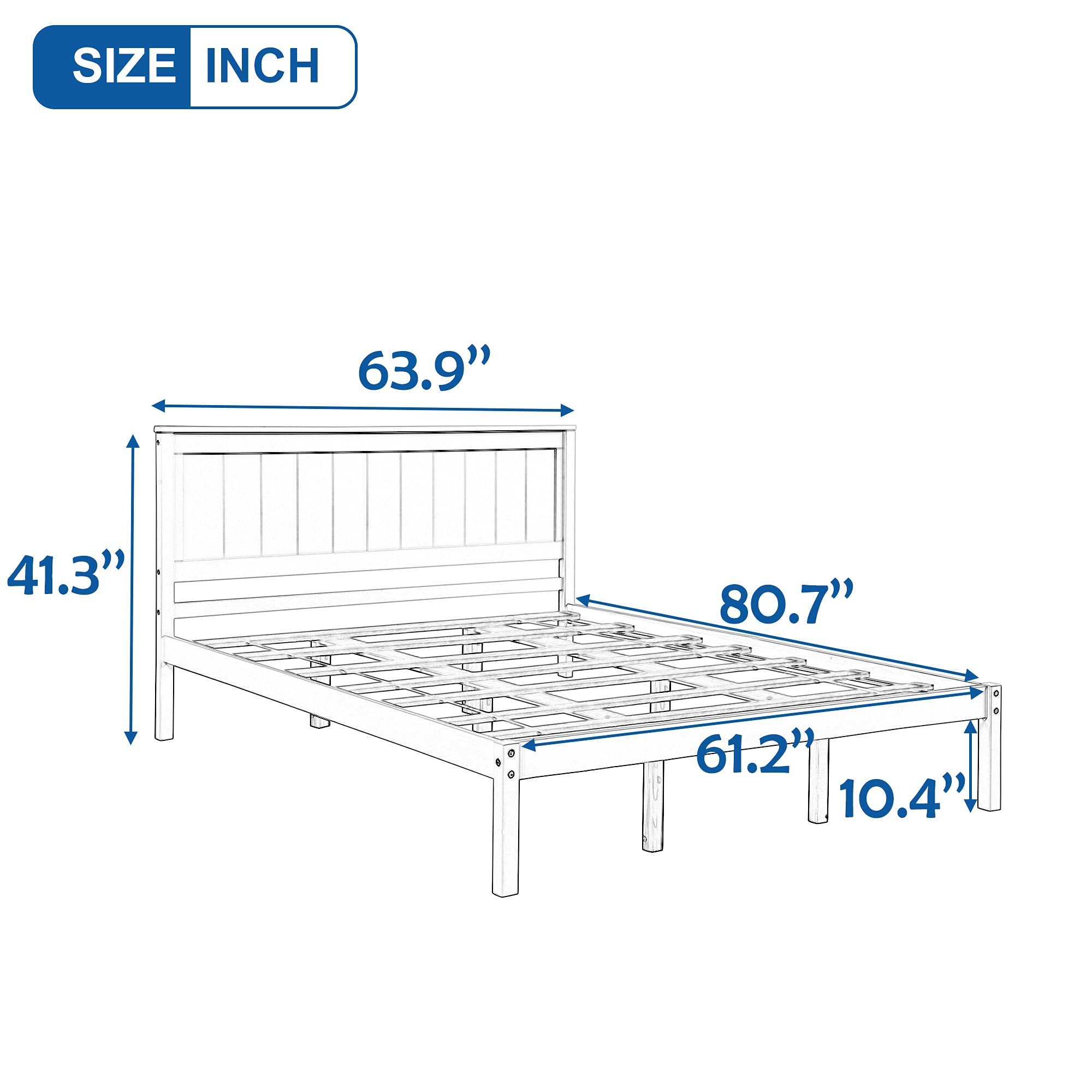 JULYFOX Queen Platform Bed Frame - Heavy Duty 400lb, Espresso Finish for Bedroom