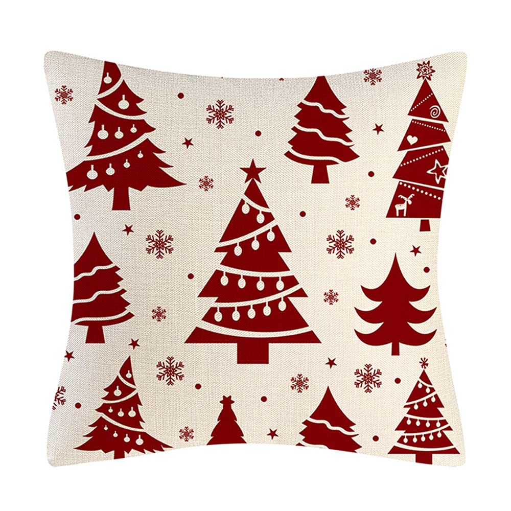 18×18 Inch Christmas Linen Pillow Covers - Decorative Throw Pillow Cases for Sofa, Bed & Living Room | Holiday Home Decor & Cozy Seasonal Accents