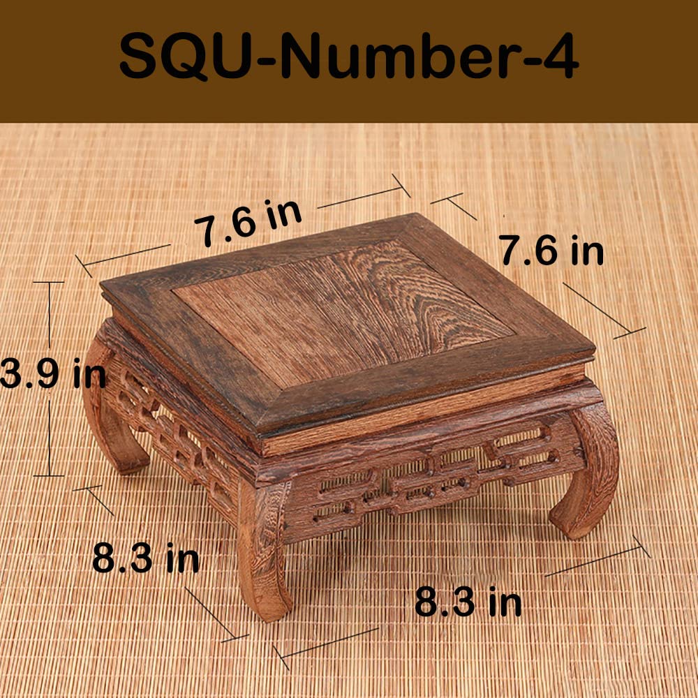 GOLDY&WENDY Square Wooden Display Stand - Hand Carved Wood Pedestal for Vases, Fishbowls, Plants & Buddha Statues | Perfect for Home Decor, Altar Displays & Craft Showcases