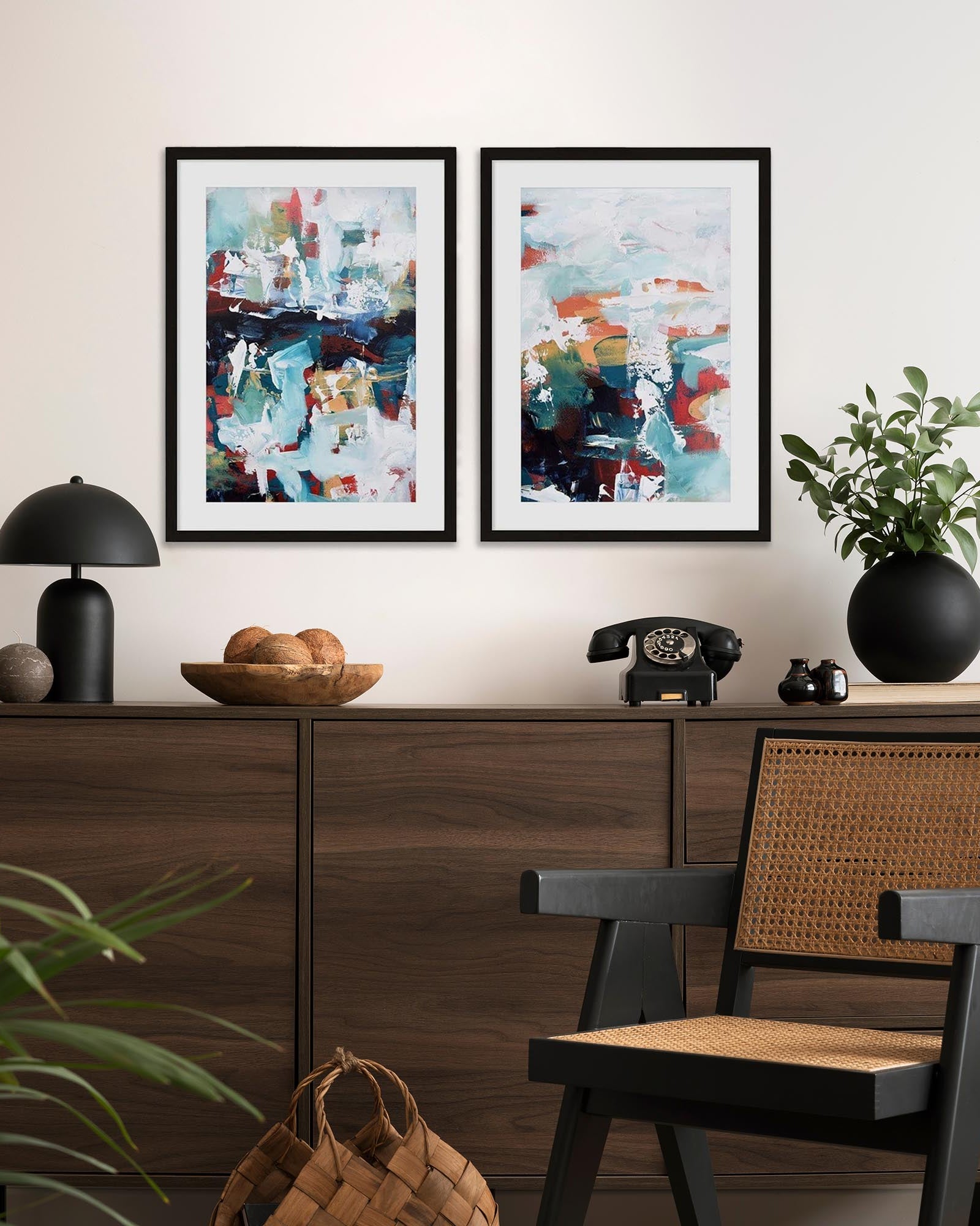 Turquoise Landscape Print Set of 2 - Modern Wall Art for Living Room, Bedroom & Office Decor