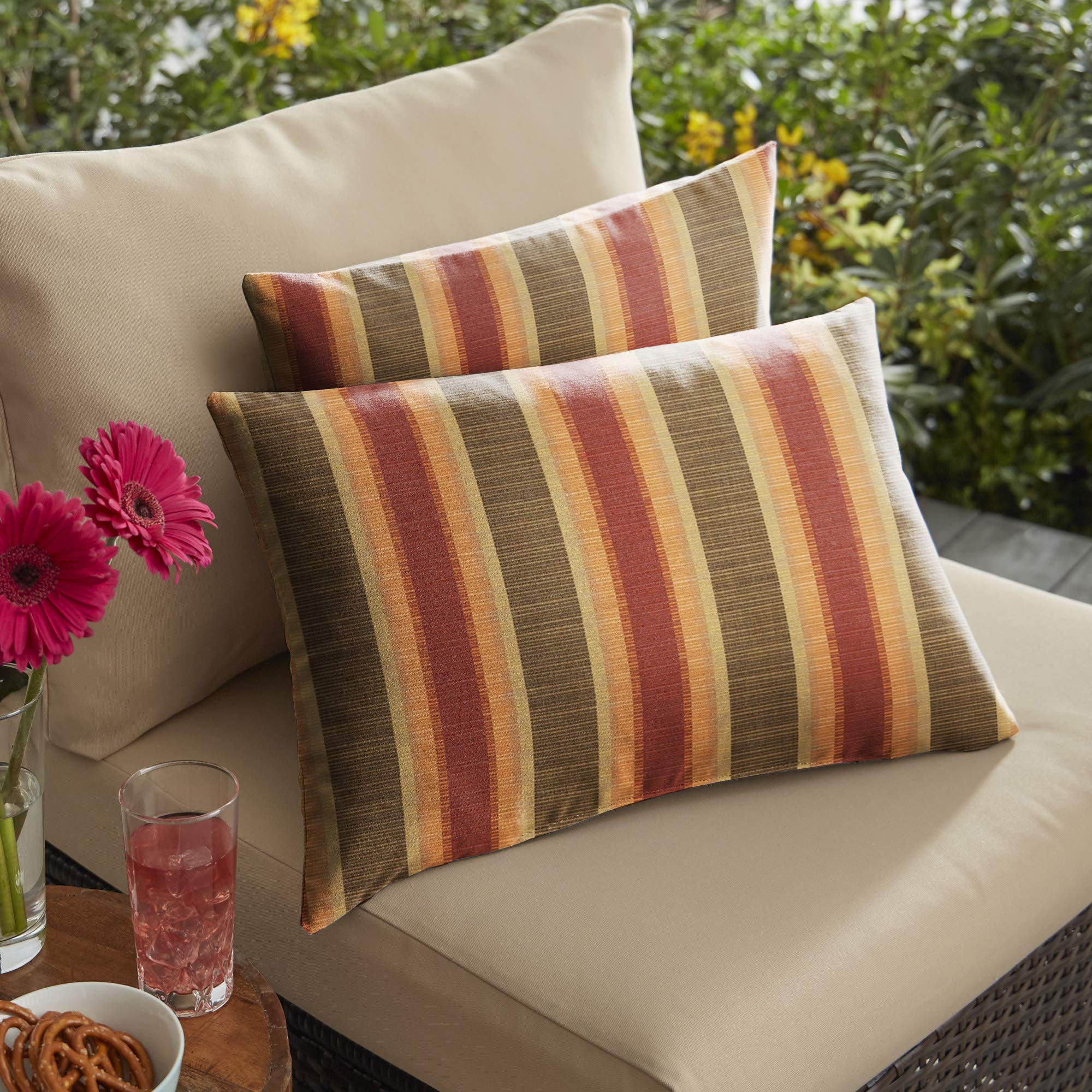 2 Pack Vibrant Dimone Sequoia Comfortable Indoor/Outdoor Rectangular Throw Pillows 20x20 Inches - Perfect for Sofa, Bed, Patio & Home Decor
