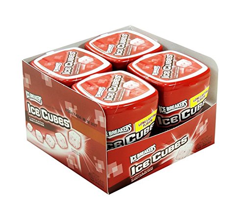 Ice Breakers Cinnamon Flavored Ice Cubes Chewing Gum - 4 Count Bottle (Big Size, Plenty Pack) | Refreshing Breath for Workouts, Meetings & Social Events