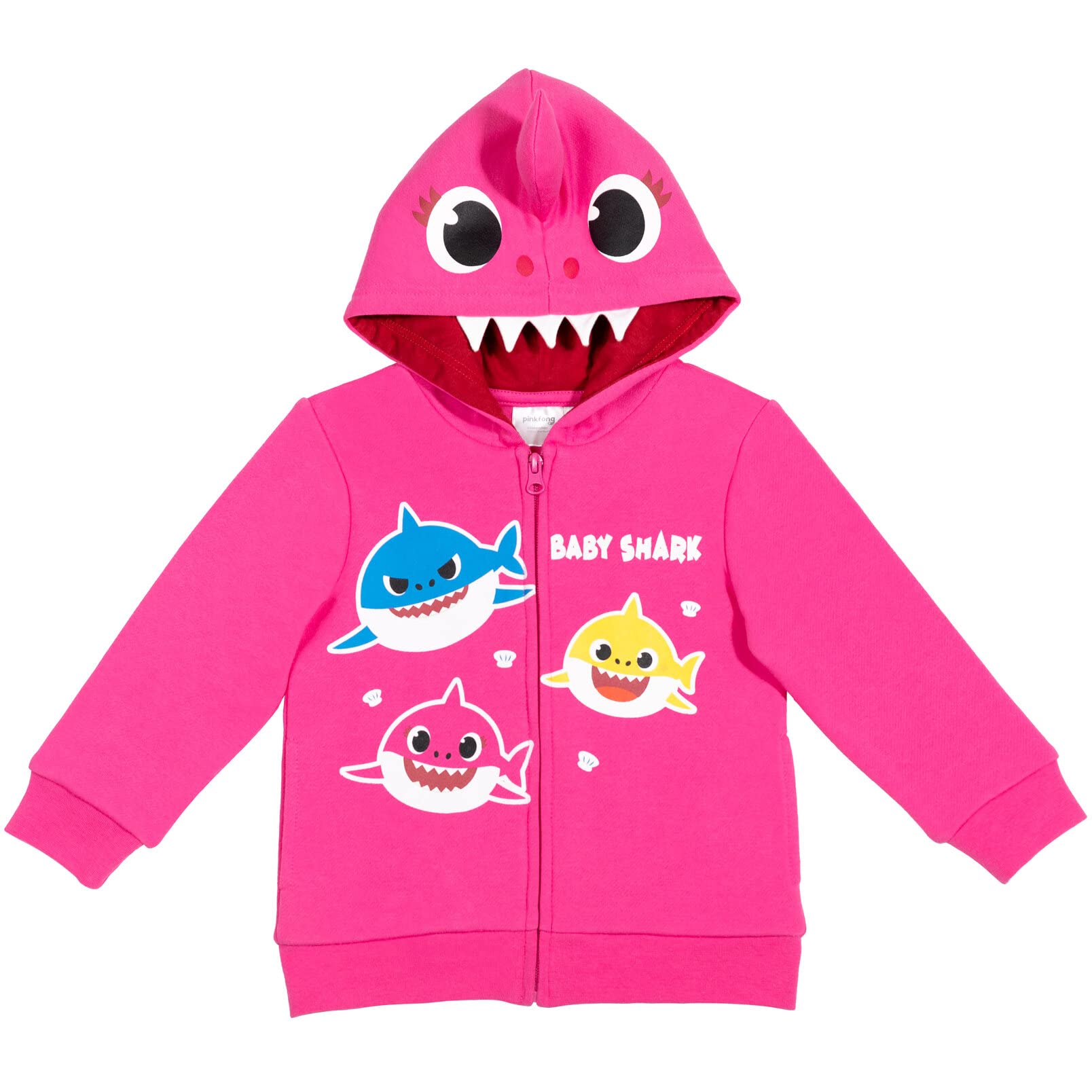 Pinkfong Baby Shark Fleece Hoodie - Kids Zip-Up Costume for Halloween, Birthday & Cosplay | Soft & Warm Winter Outfit